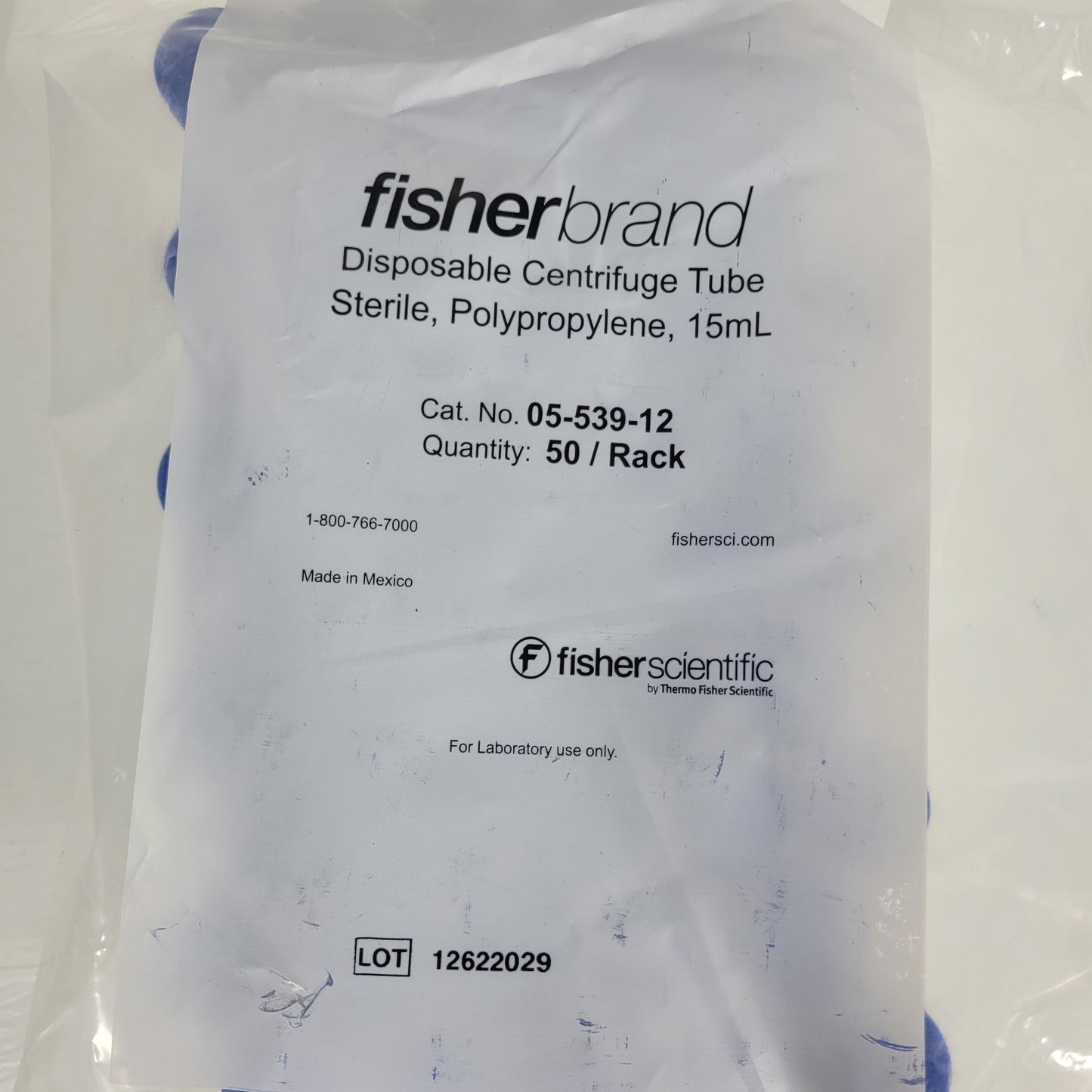 50-Pack Fisher Brand 15mL Disposable Centrifuge Tube 05-539-12 Polypropylene