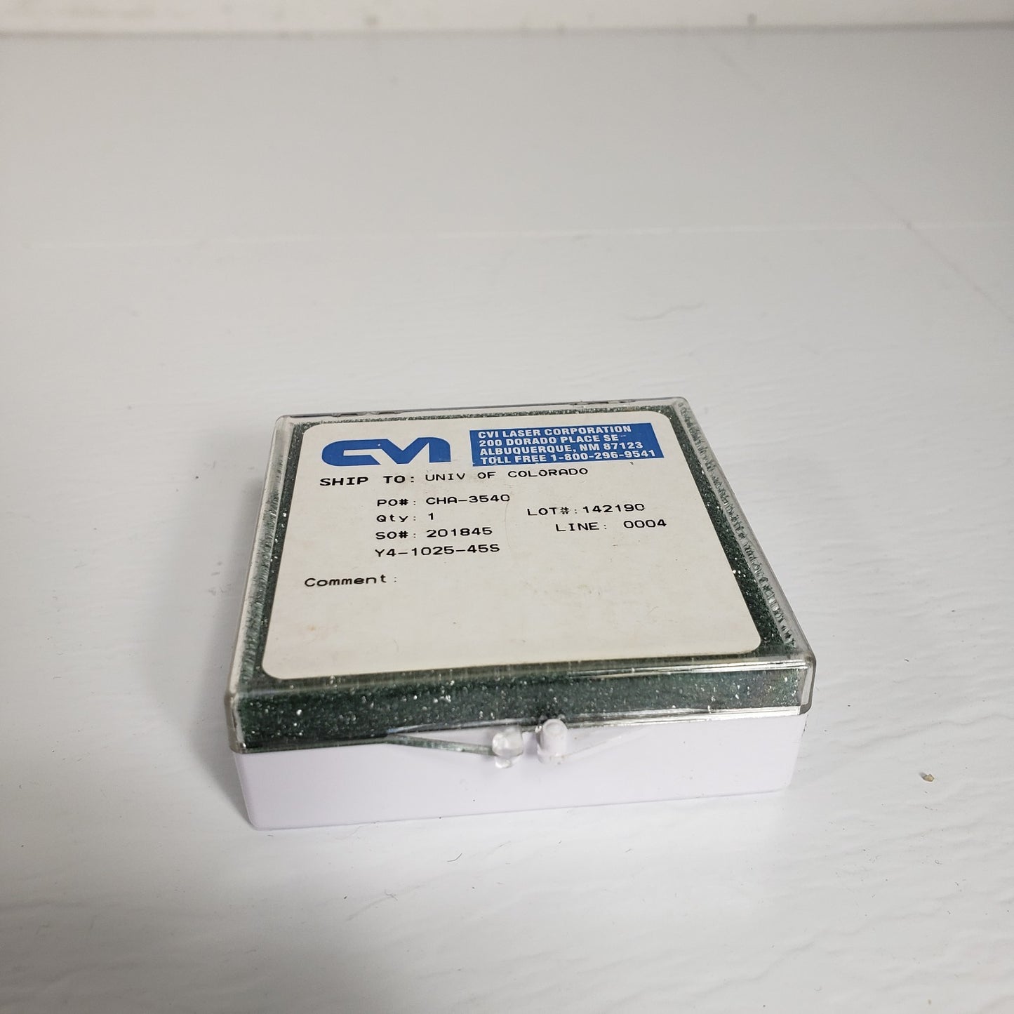 CVI Laser 1" Lens Box Lot Set of Four - Optics Not Included, Box Only