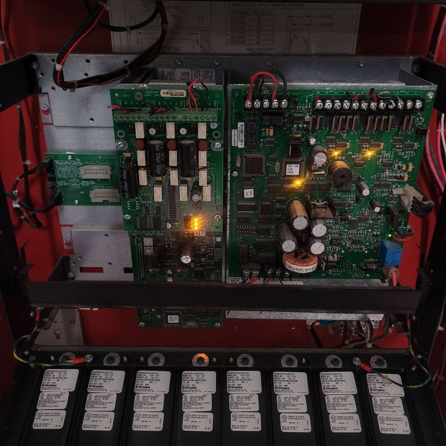 Simplex 4100 TrueAlarm Fire Alarm Control Panel Cabinet Assembly TESTED