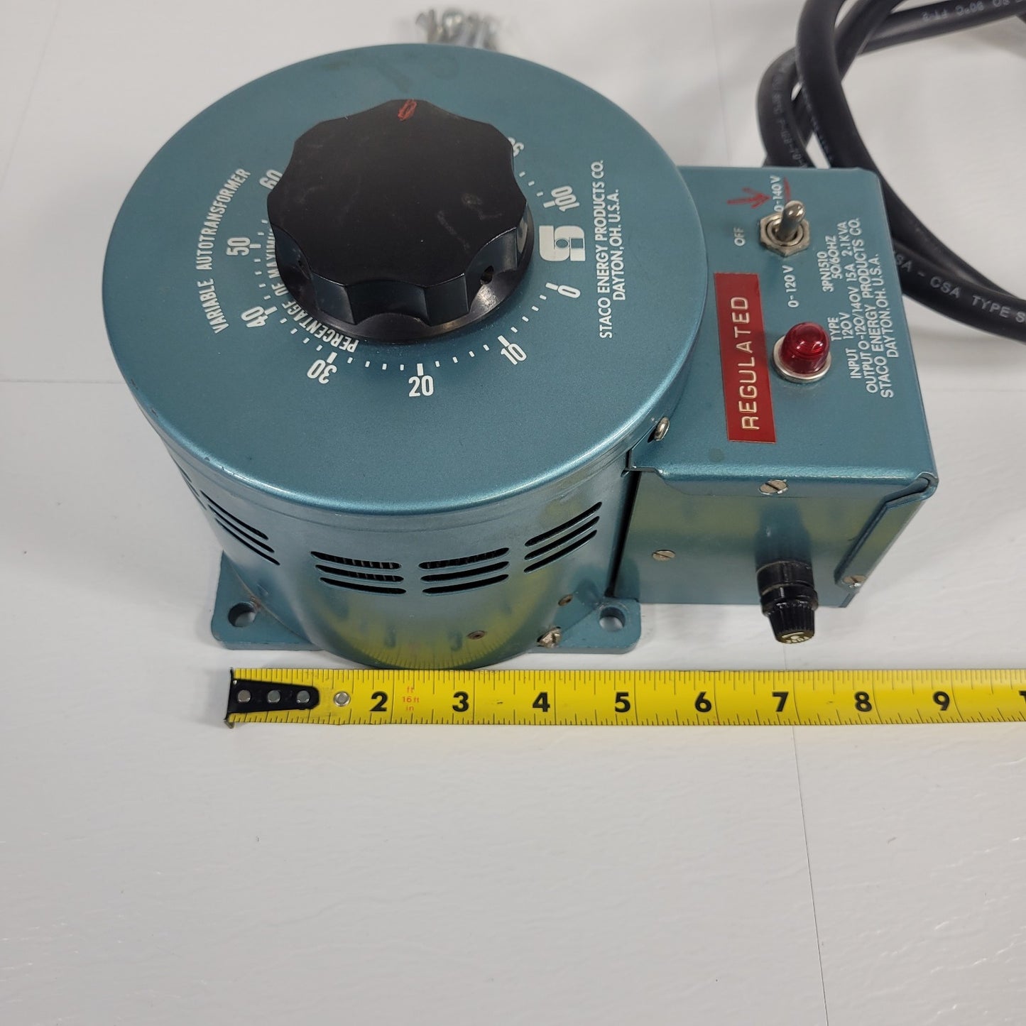 TESTED WORKS Staco 3PN1510 Variable Autotransformer Variac 120V 15A 2.1kVA Fused