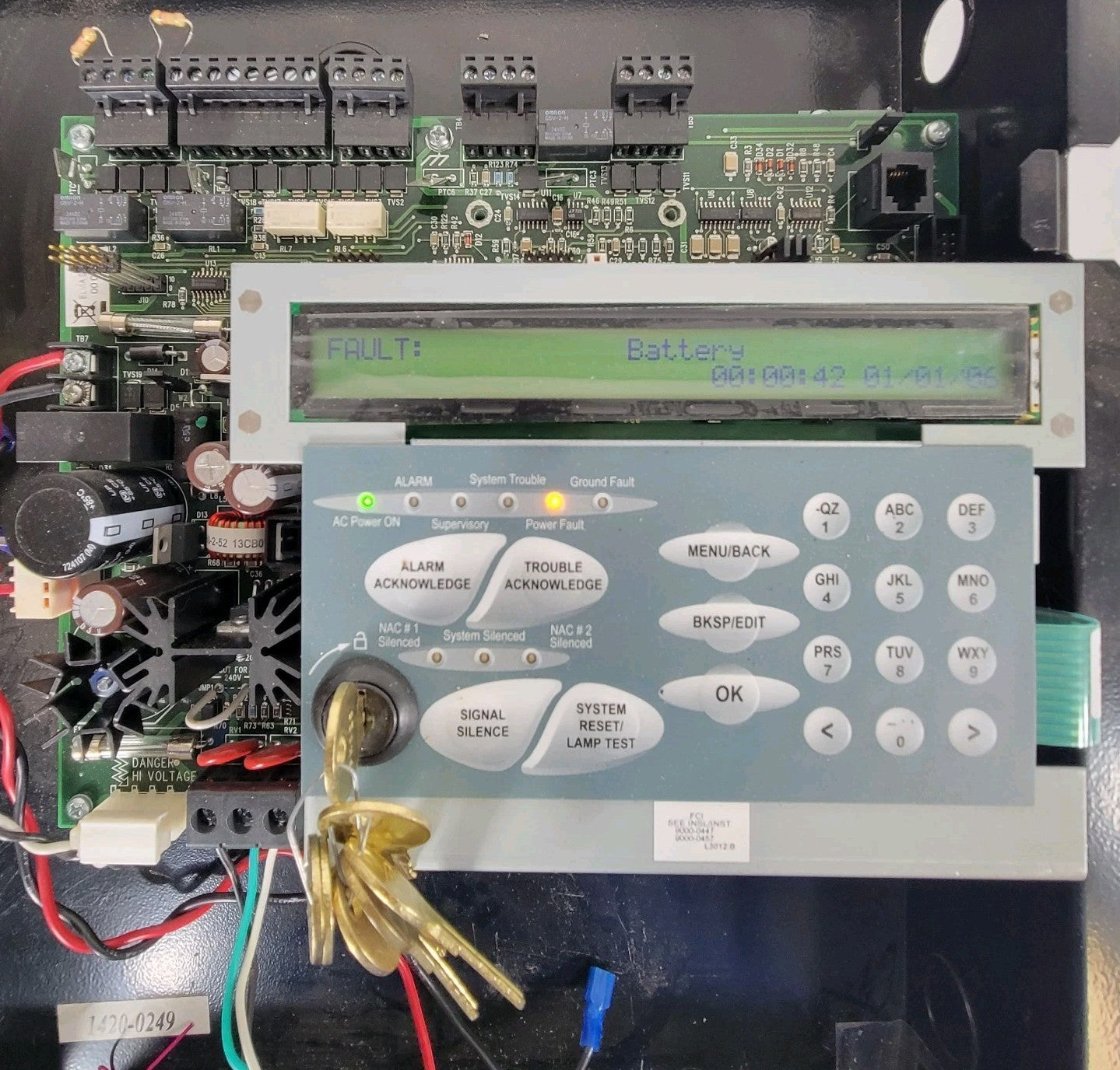 FCI Gamewell 7100 L3012B Fire Alarm Control Panel Box BF-9511 SLC Multiprocessor