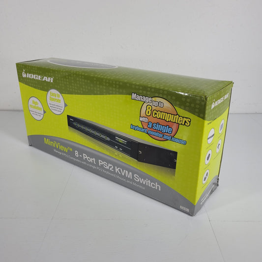 IOGEAR MiniView 8 Port PS/2 KVM Switch Rack Mount GCS78 Monitor Keyboard Mouse