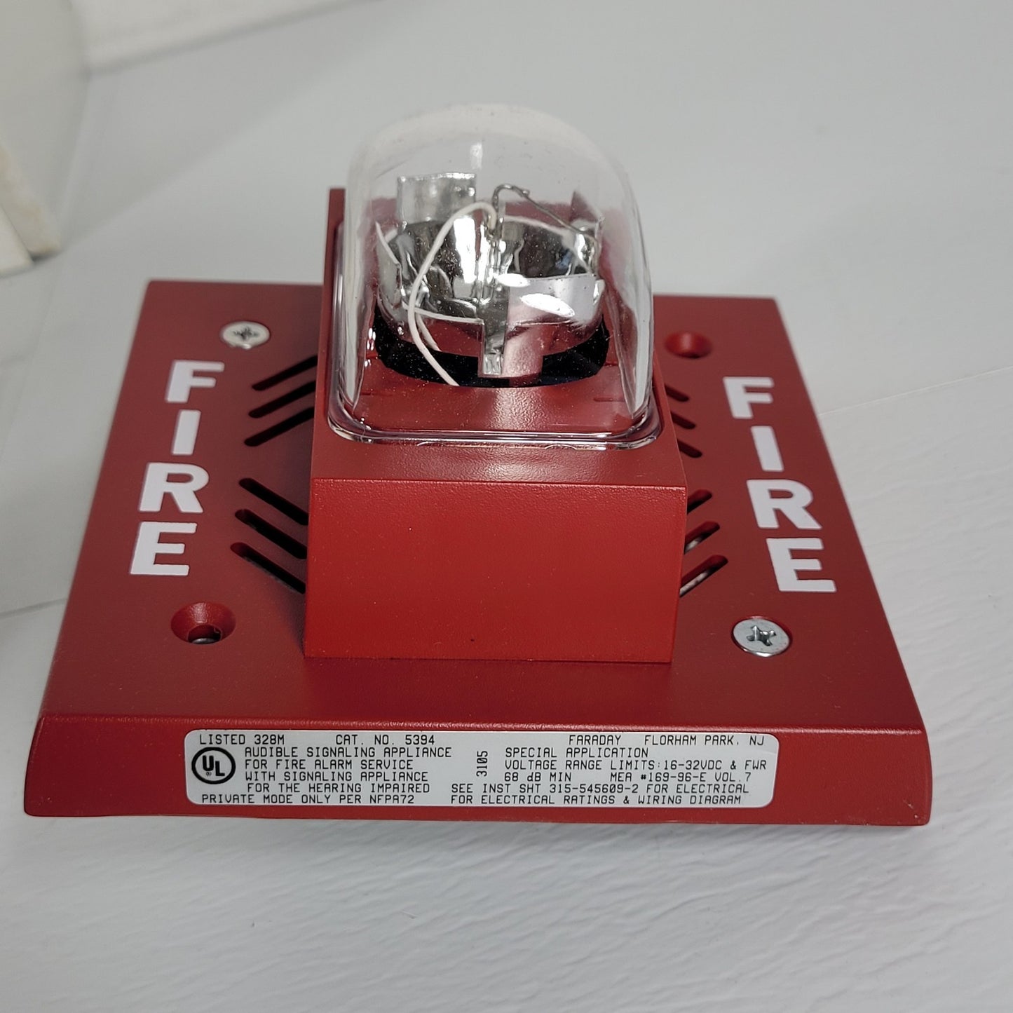 Faraday 5394B1424 Electronic Chime w/ Strobe Fire Alarm Red 500-699715FA