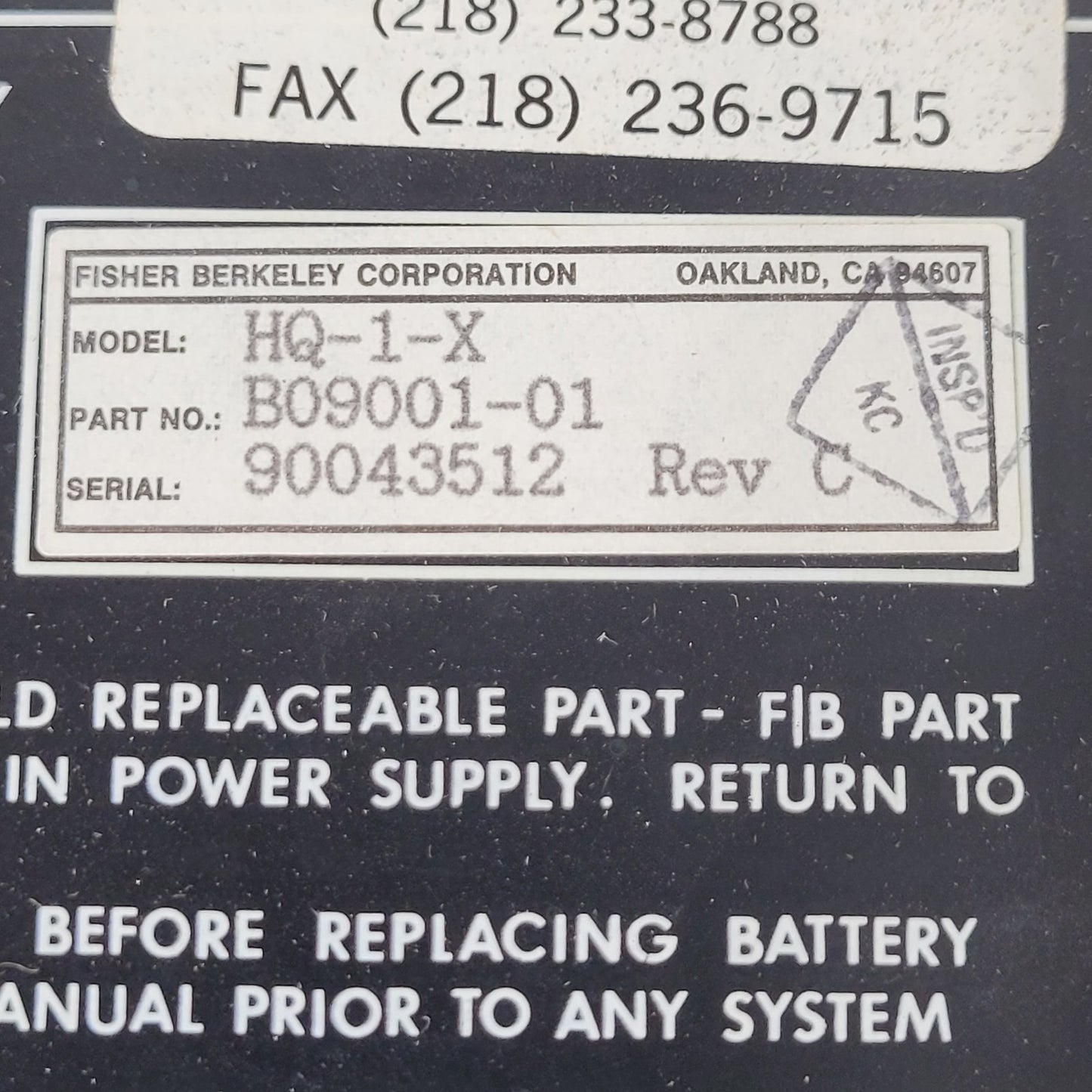 Ektacom HQ-1-X Nurse Call DC Power Supply Class 2 B09001-01 Output 27Vdc 3.2A