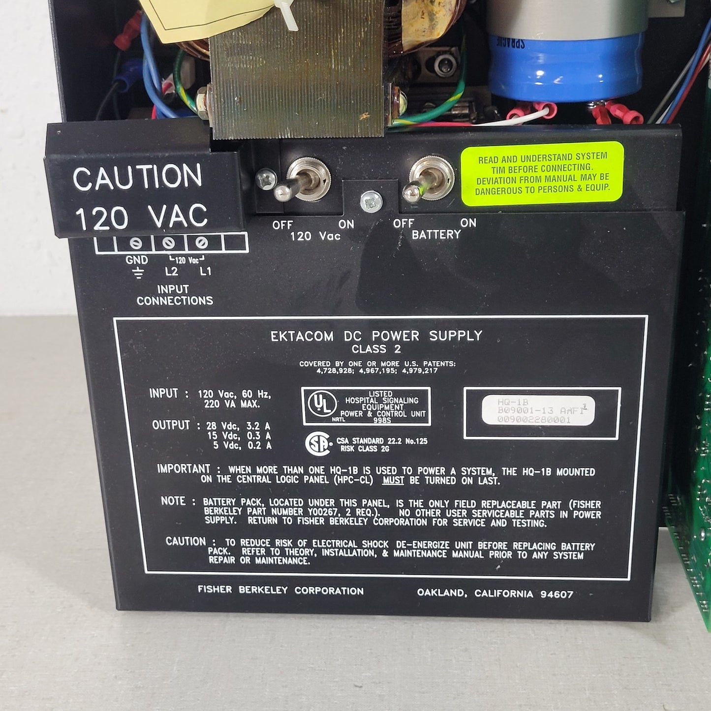 Ektacom HQ-1B Nurse Call DC Power Supply Class 2 B09001-13 ARFI 28VDC 15VDC 5VDC