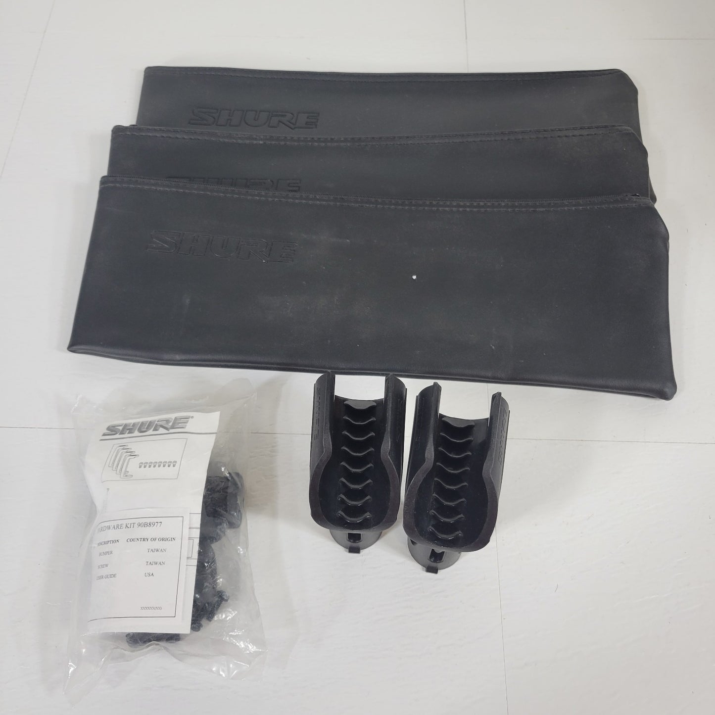 Shure Accessory Lot - 3x Microphone Bags 2x Stand Holders Protective Bumper Kit