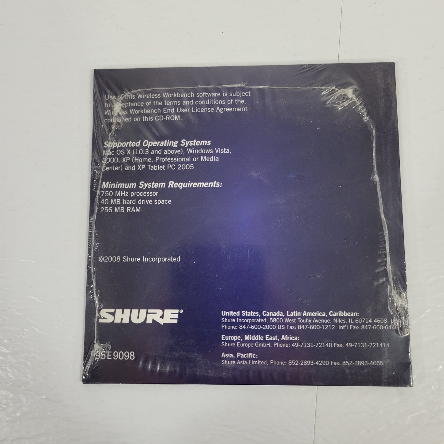 Shure WWB5 Wireless Wokbench Version 5.0.1 Software Install Disc CD 95E9098