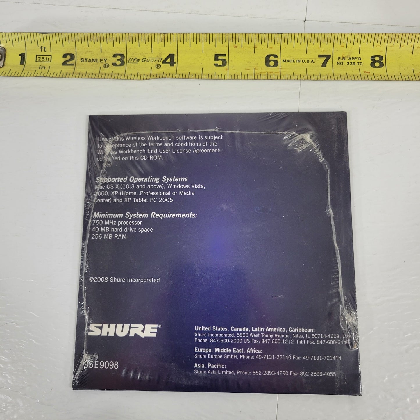 Shure WWB5 Wireless Wokbench Version 5.0.1 Software Install Disc CD 95E9098
