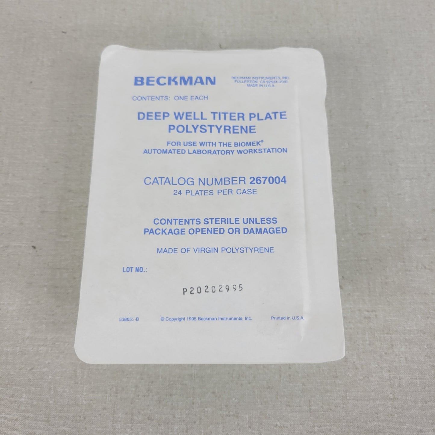 Beckman Coulter 267004 Deep Well Titer Plate Polystyrene Laboratory Pack of 5