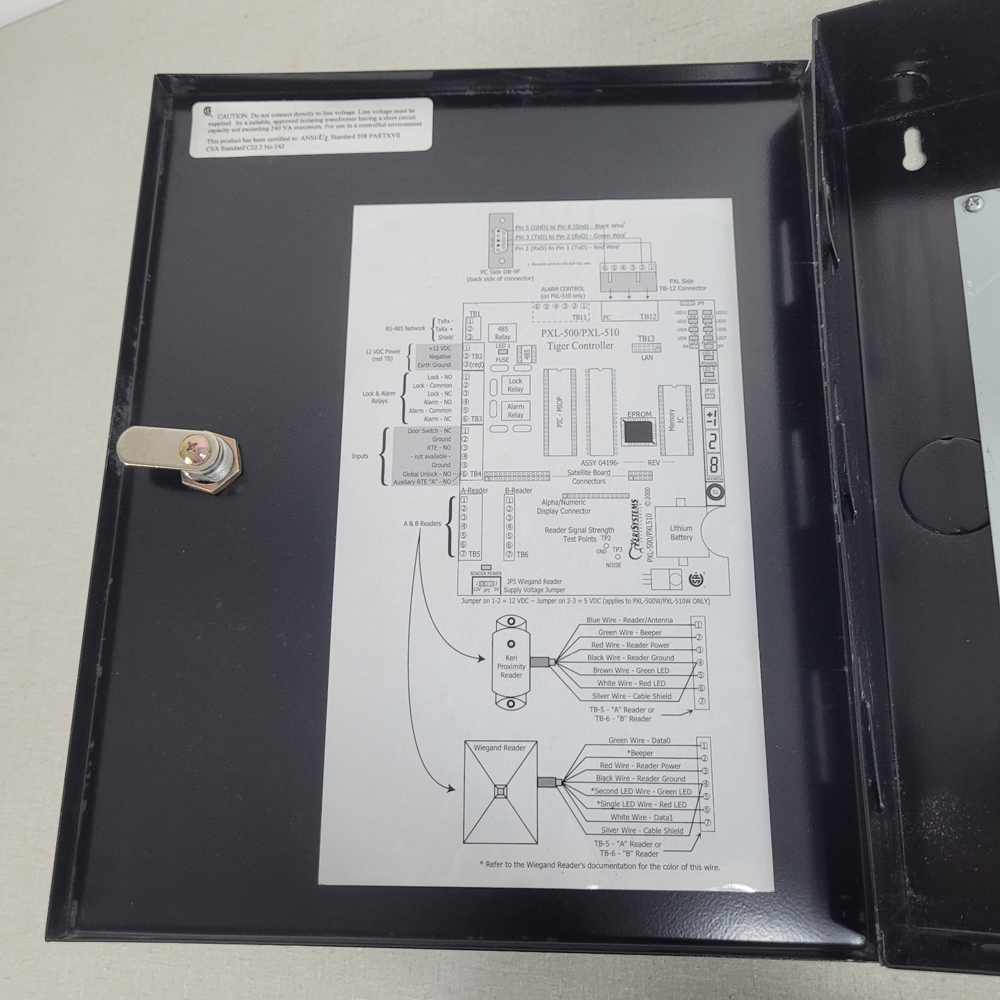 NO PCB METAL BOX ONLY Keri Systems PXL-500W Black Door Access Control Lockbox