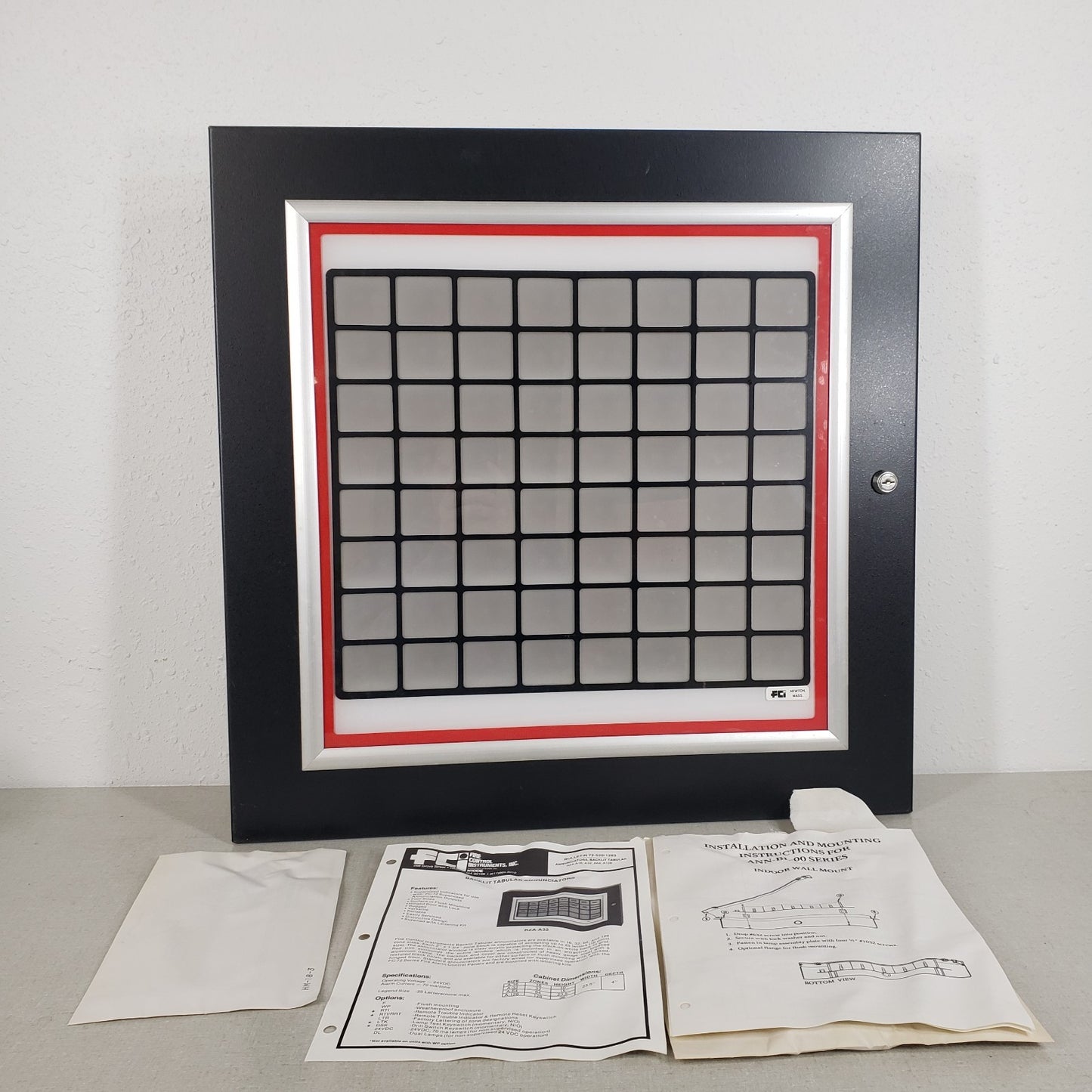FCI ANN-BL-00 A-64 Backlit Tabular Annunciator 8x8 Grid RZA-A64 FACP Space Age