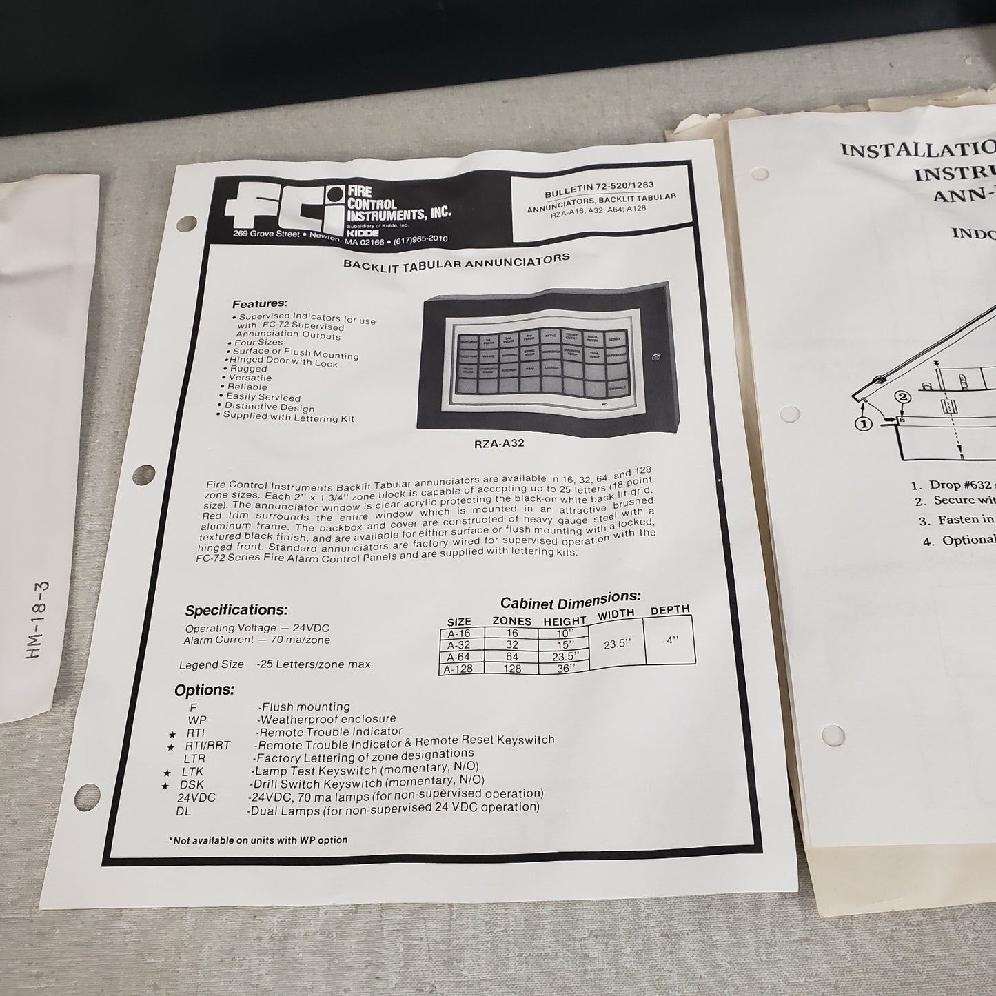 FCI ANN-BL-00 A-64 Backlit Tabular Annunciator 8x8 Grid RZA-A64 FACP Space Age
