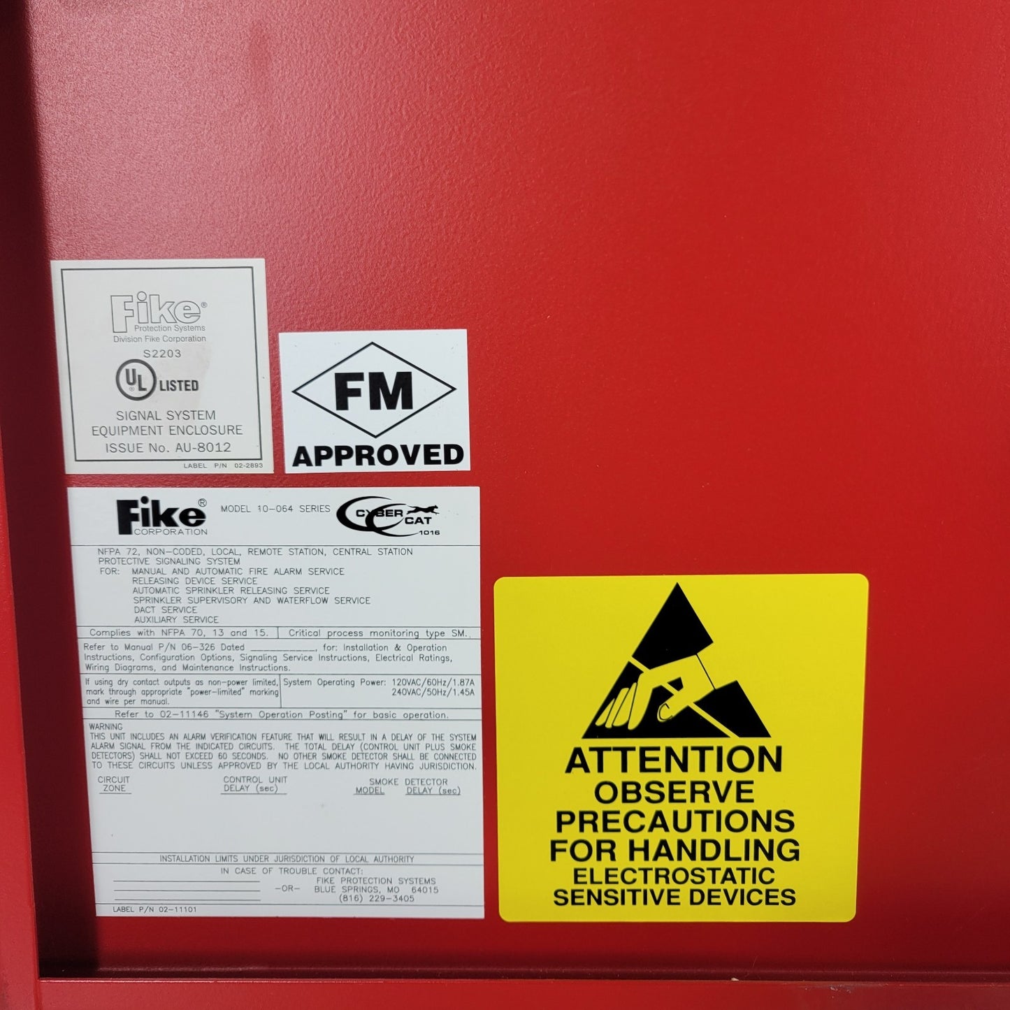 Fike Protection 10-2525 Fire Alarm System Control Panel Cabinet Cyber Cat 254