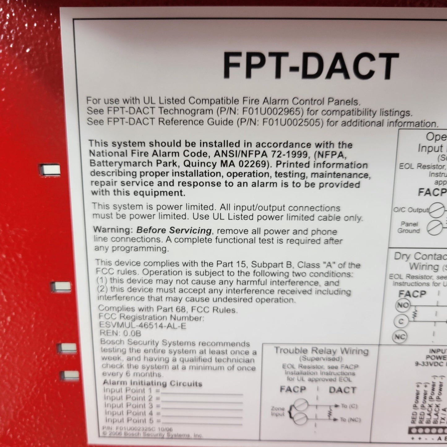 EMPTY BOX Bosch DACT Communicator Housing Fire Alarm Relay Monitoring System