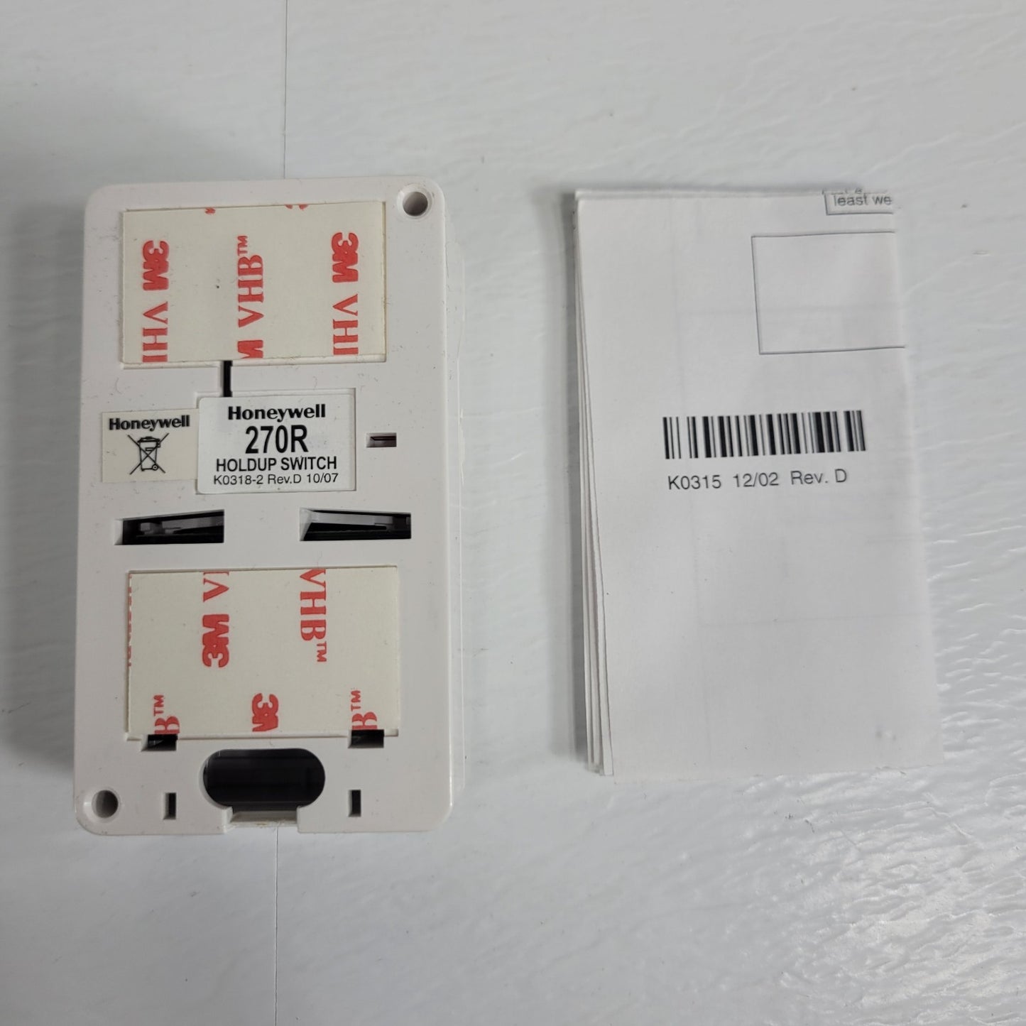 Honeywell 270R Hardwired Hold-Up Switch Quiet Operation Twin 45° Screw Terminals