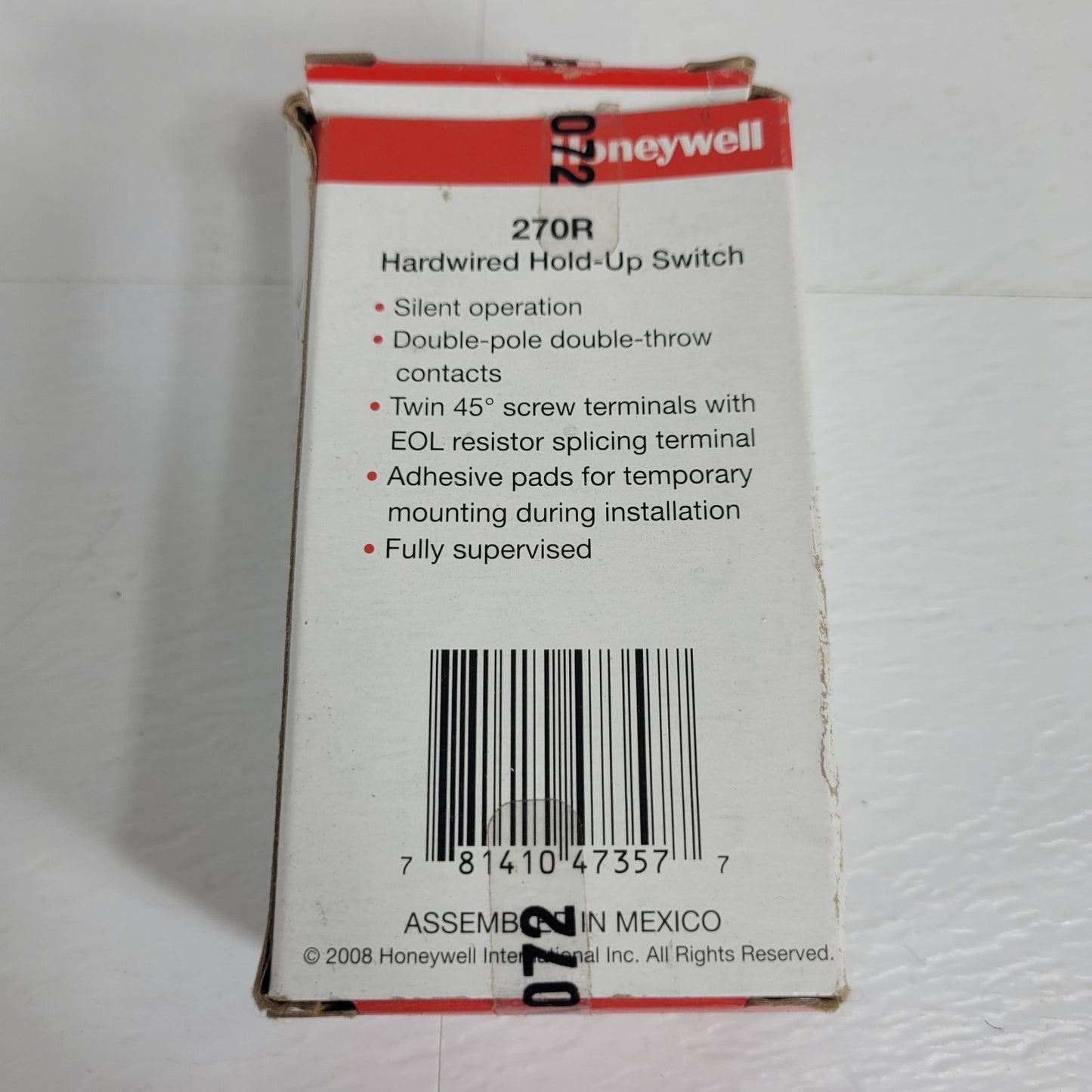 Honeywell 270R Hardwired Hold-Up Switch Quiet Operation Twin 45° Screw Terminals
