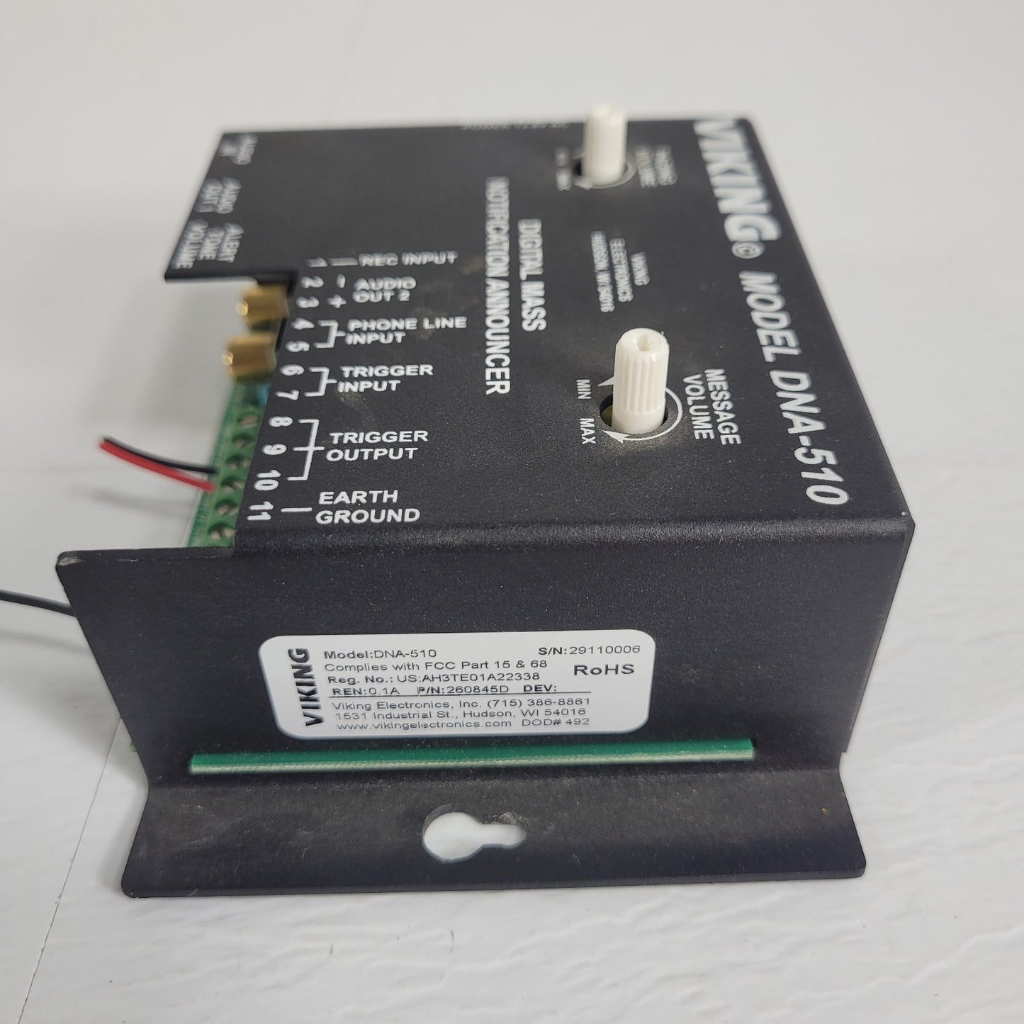 Viking Electronics DNA-510 Digital Mass Notification Announcer 13.8V AC
