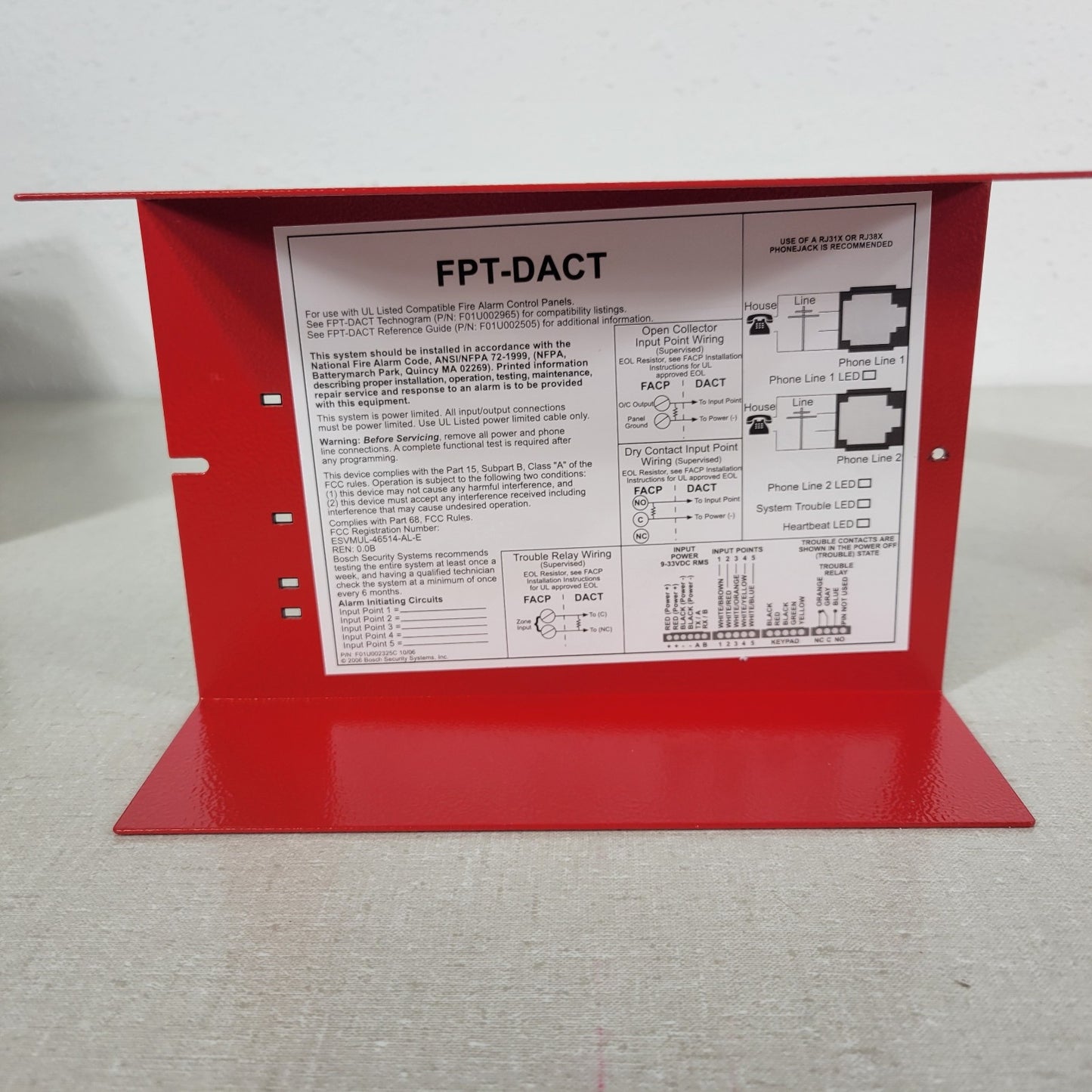 Bosch FPT-DACT Communicator Box Dialer HOUSING With All Cables Fire Alarm Red
