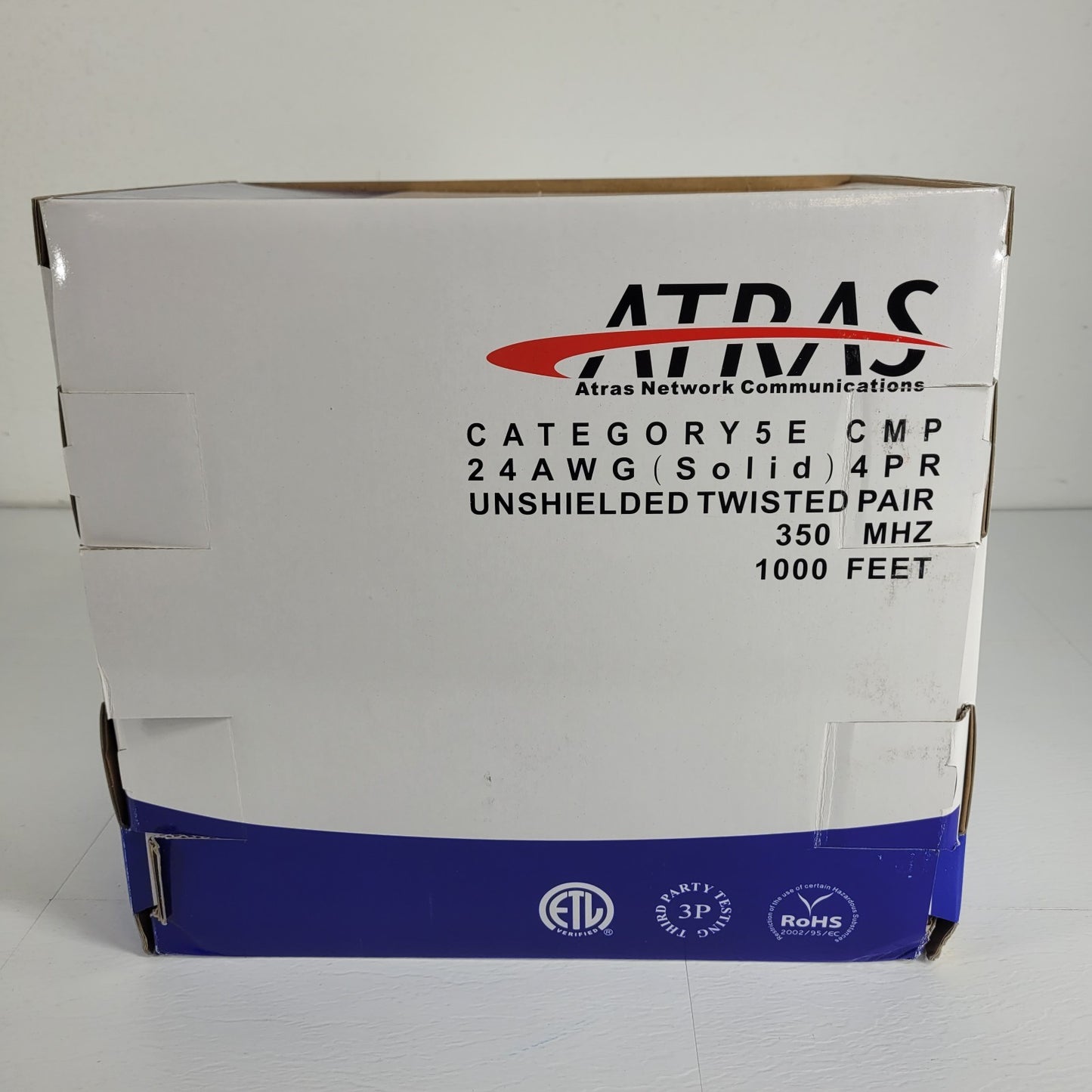 ATRAS Category Cat 5E CMP 24 AWG Solid 4PR Twisted Pair 350 MHz 1000 Feet