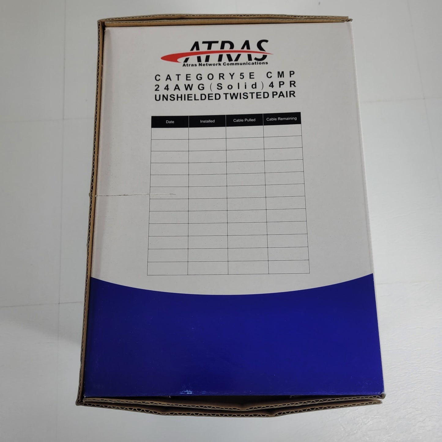 ATRAS Category Cat 5E CMP 24 AWG Solid 4PR Twisted Pair 350 MHz 1000 Feet