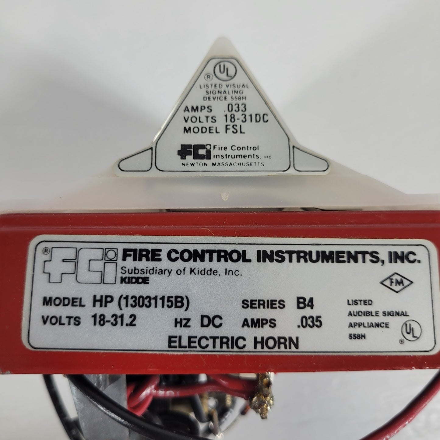 FCI HP 1303115B Electric Horn 18-31.2V w/ FSL Listed Visual Signaling Device