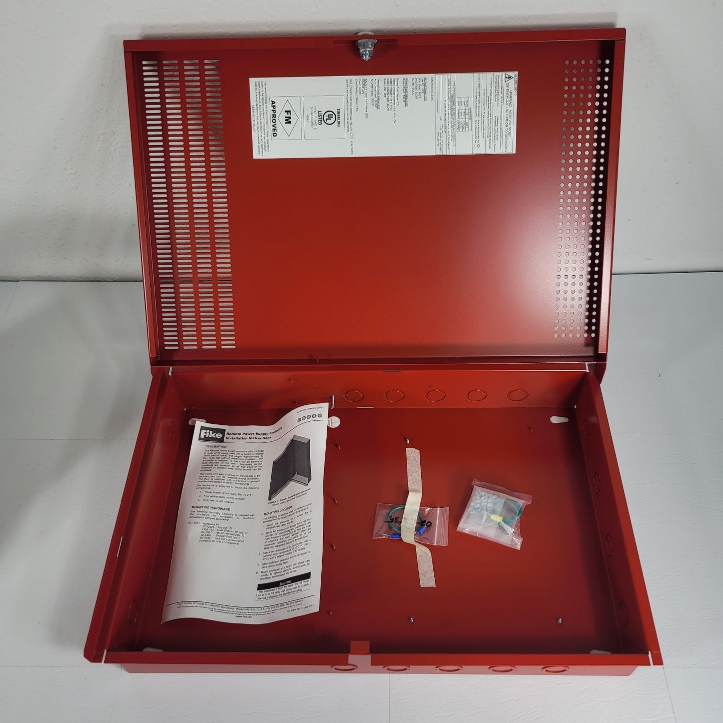 Fike 10-2782 Remote Power Supply Enclosure 18 Gauge Steel Red Enamel Finish