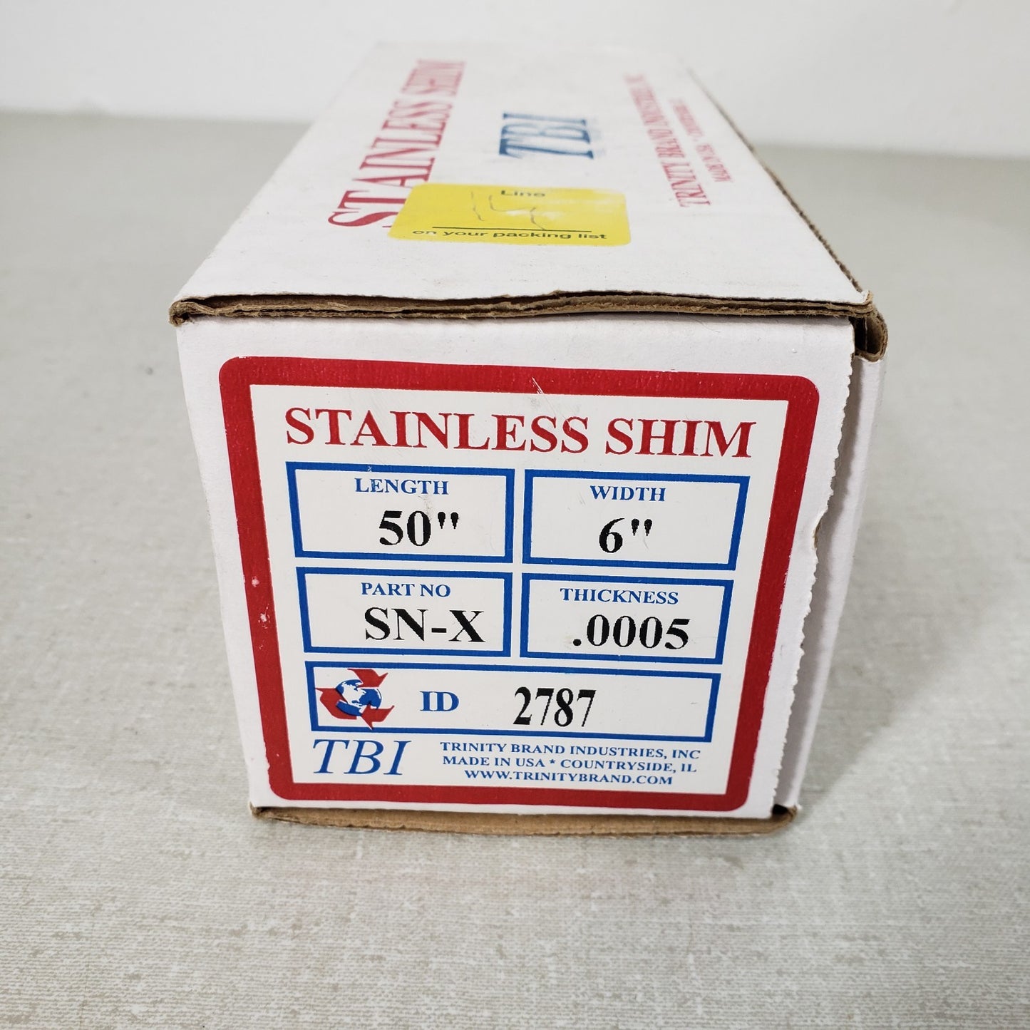 Stainless Steel Shim TBI Stock Roll 6" x 50" 0.0005" Thick 2787 SN-X