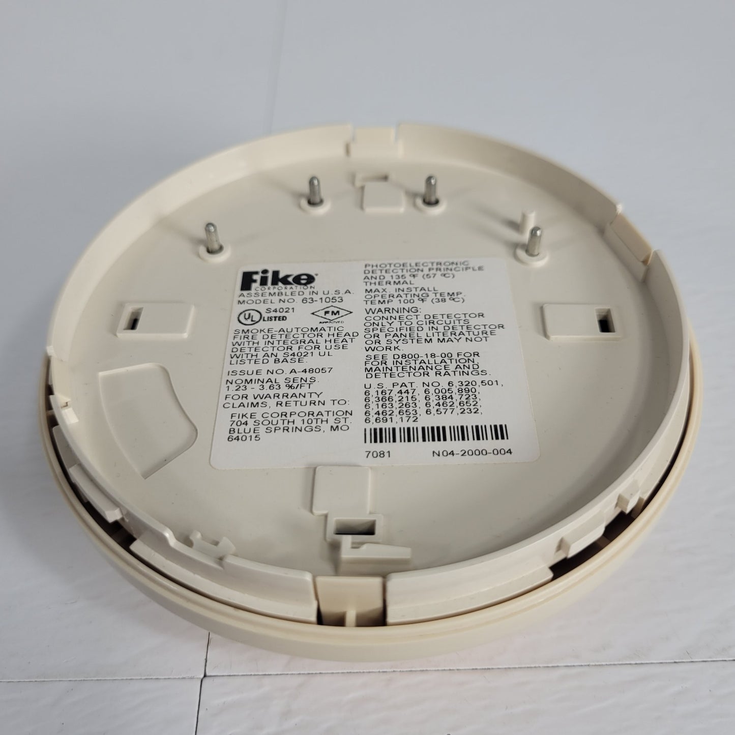 Fike 63-1053 Photo / Heat Detector Photoelectronic Detection Principle / Thermal
