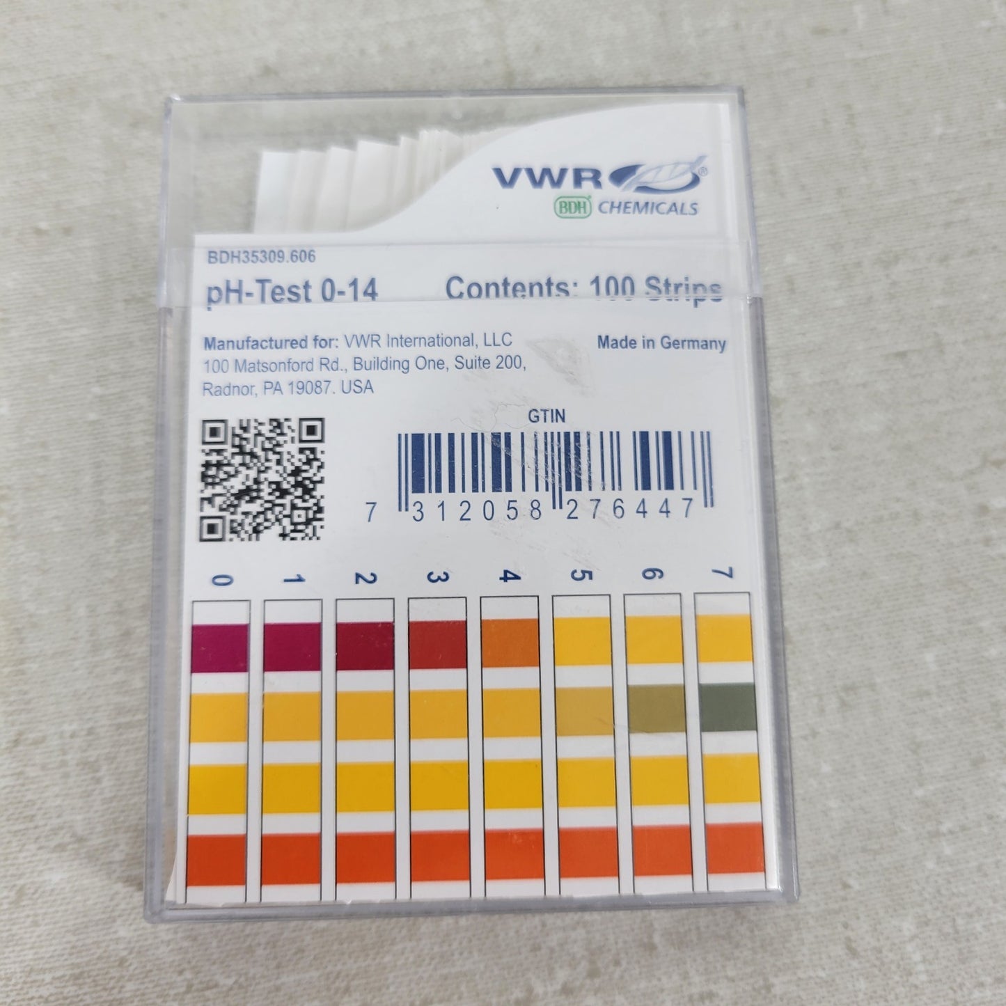 VWR Chemical pH Test Strips pH Range 0-14 Approximately 100 Stripes