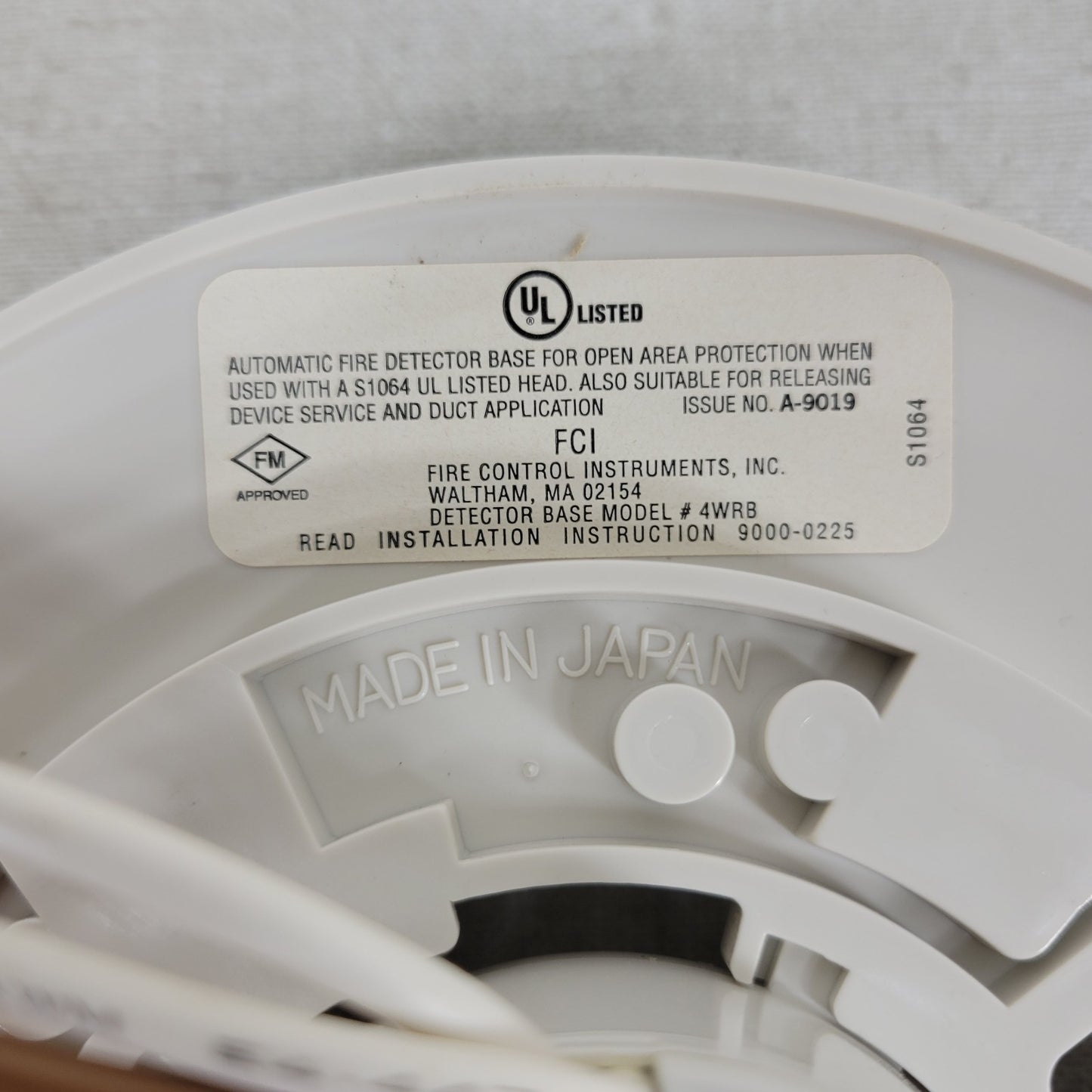 FCI 4WRB Automatic Fire Alarm Detector Base for use w/ S1064-UL Head