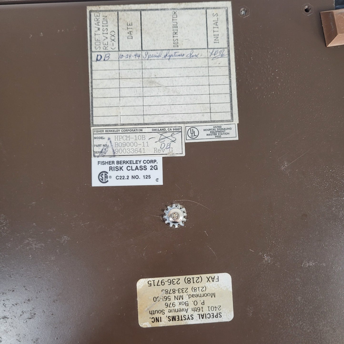 Fischer Berkeley HPCM-10B B09000-11 MMC Series Hospital Signaling Equipment