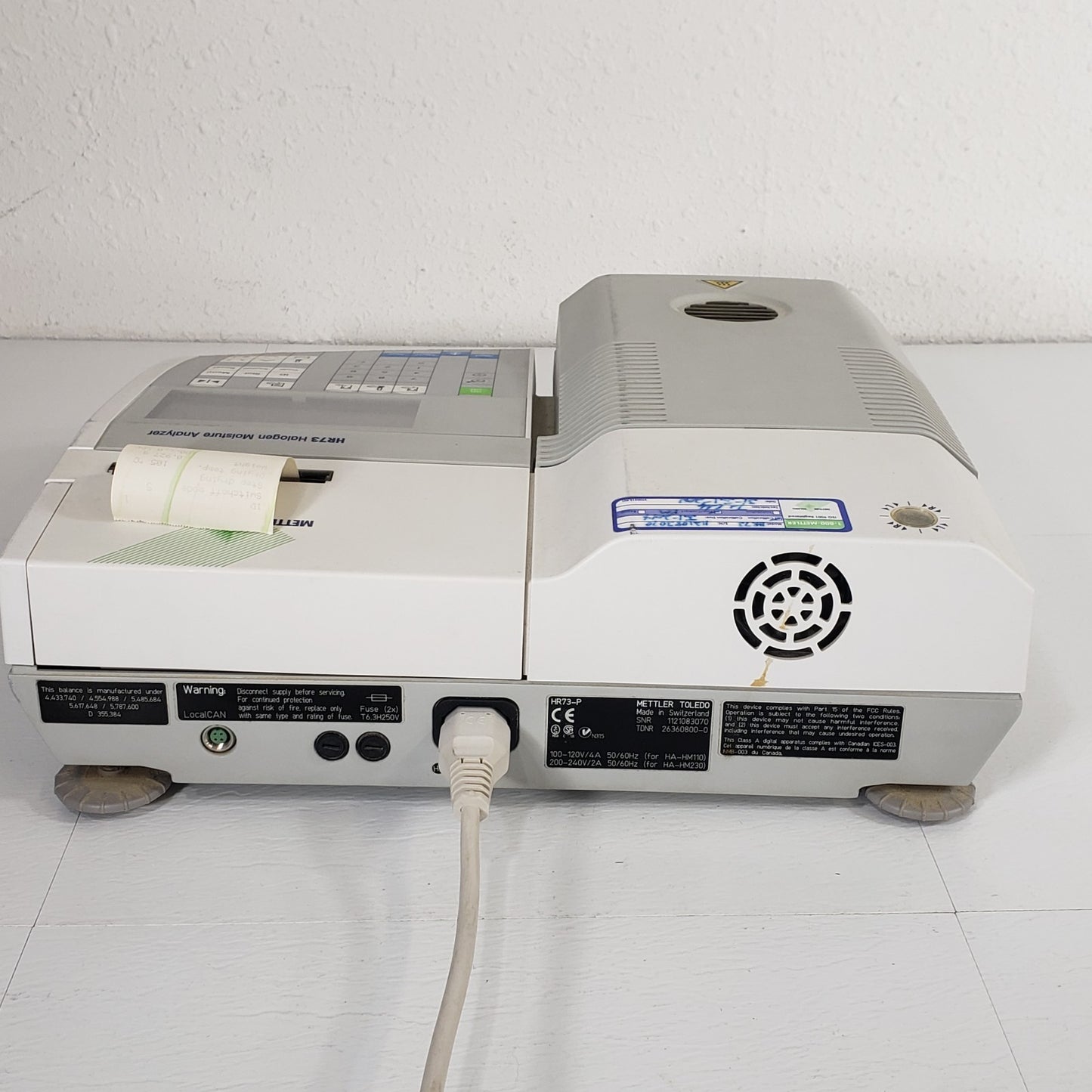 Mettler Toledo HR73-P Halogen Moisture Analyzer Sample Heater with Cable