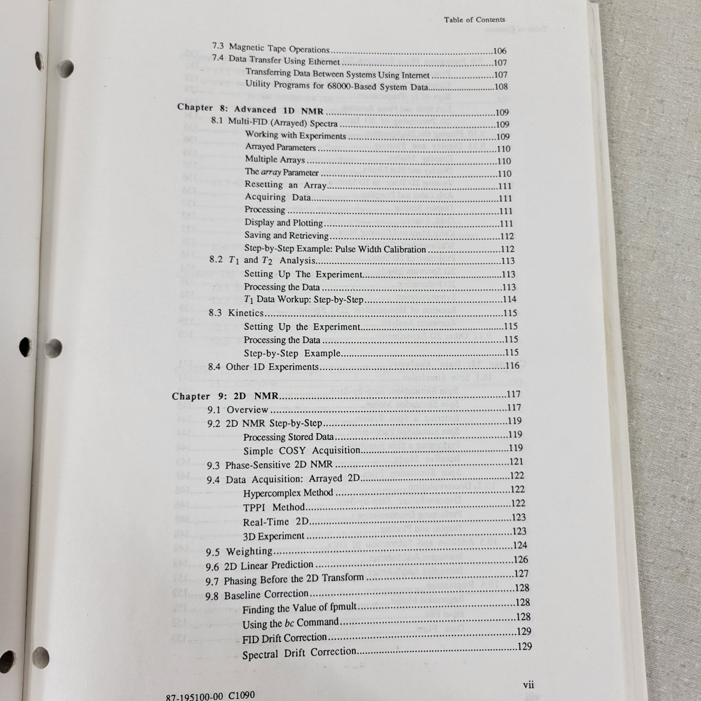Varian NMR Spectrometer System Administration Operation Manual Rev C1189 C1090