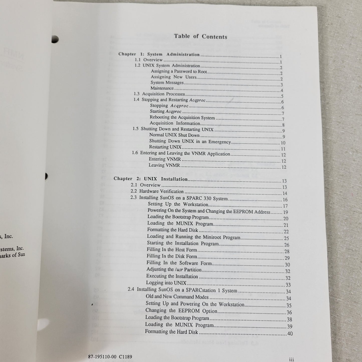 Varian NMR Spectrometer System Administration Operation Manual Rev C1189 C1090