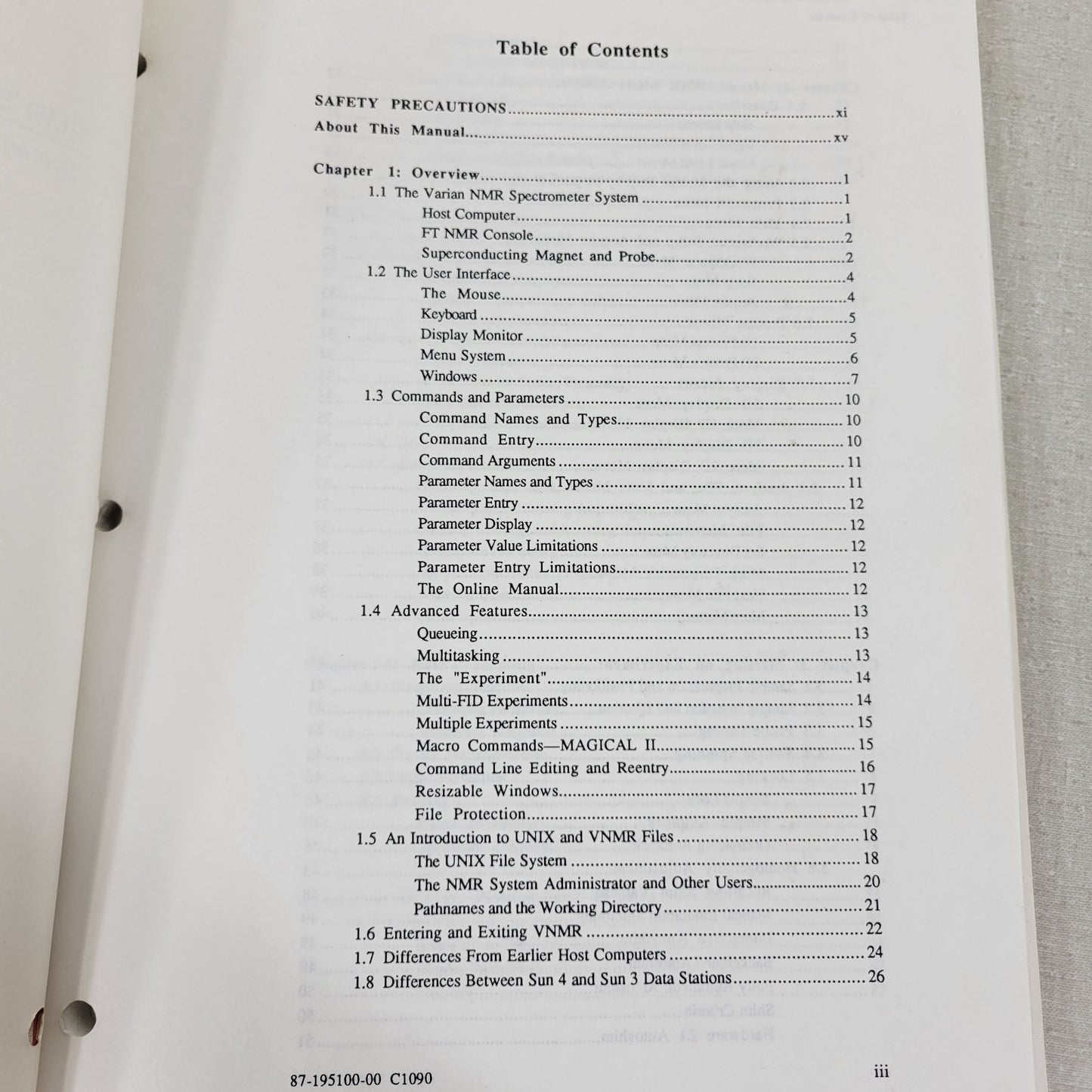 Varian NMR Spectrometer System Administration Operation Manual Rev C1189 C1090