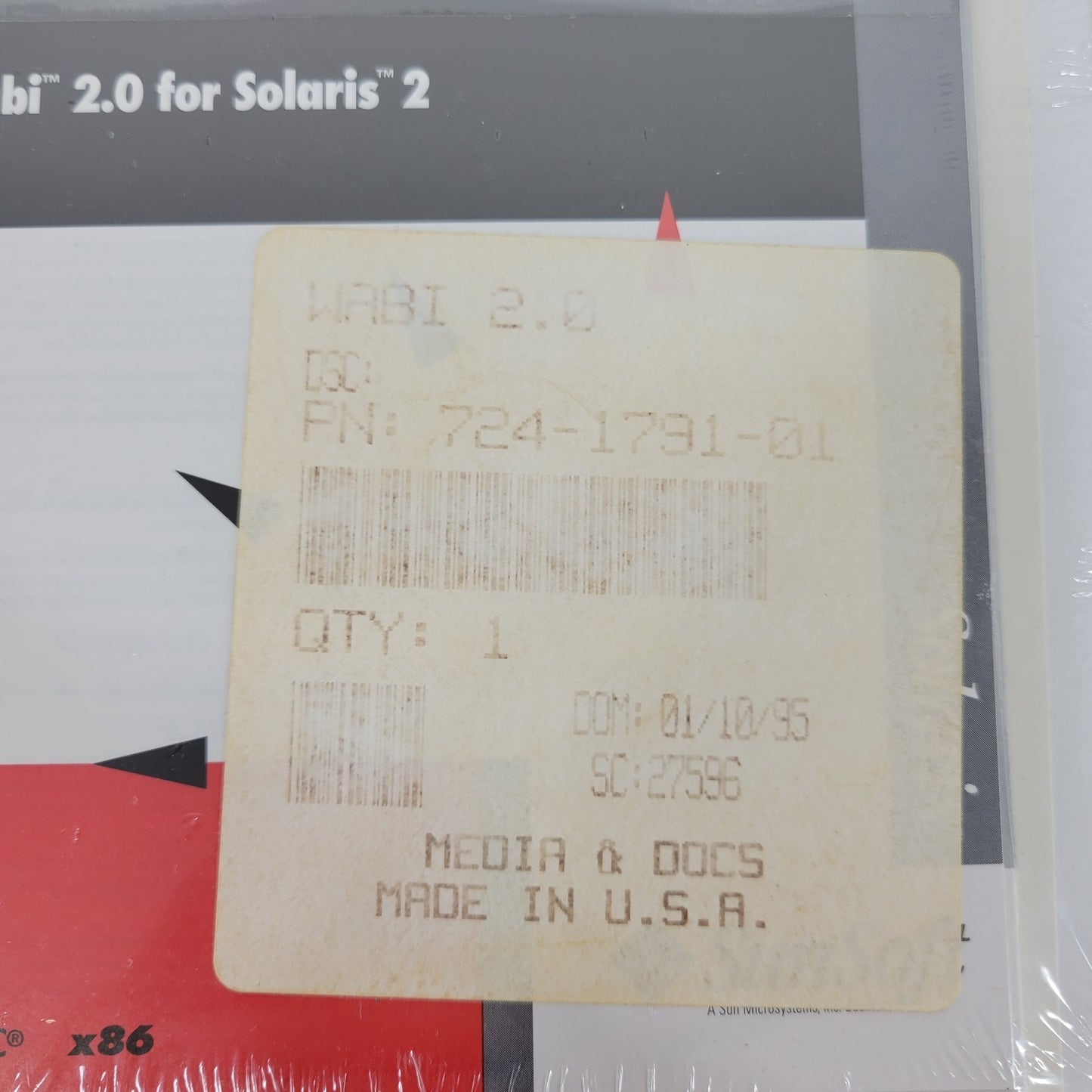 SunSoft Wabi 2.0 for Solaris 2 Sparc x86 724-1791-01 Software CD Sealed Package