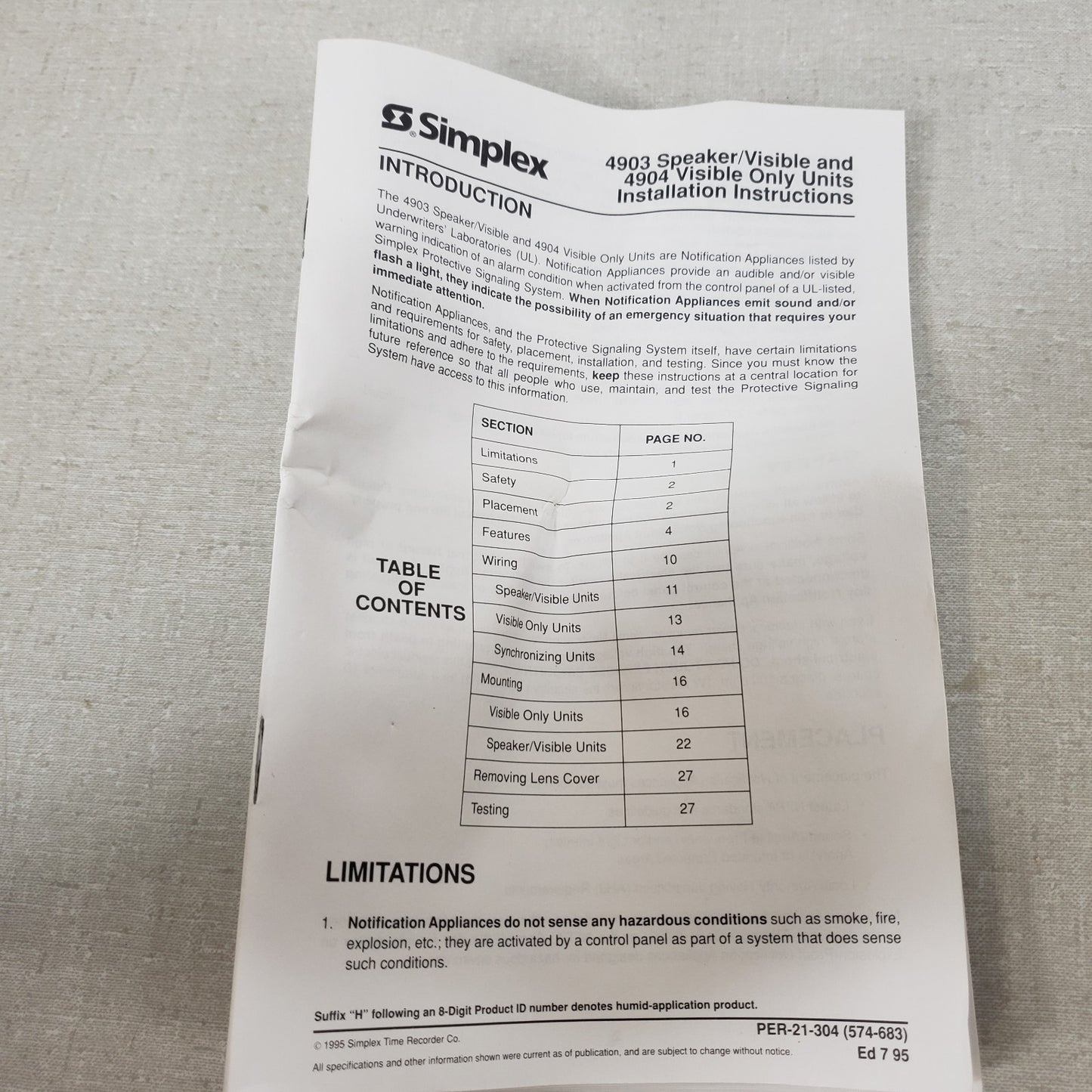 Simplex 4904-9137 Fire Alarm Indicator V/O 24VDC 15CD 1Hz Red 0626270
