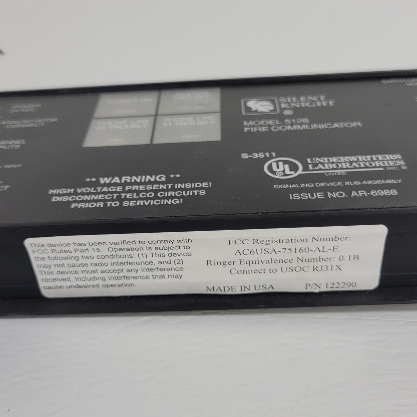 Silent Knight 5128 Fire Communicator Board 4 Channels Inputs AR-6988