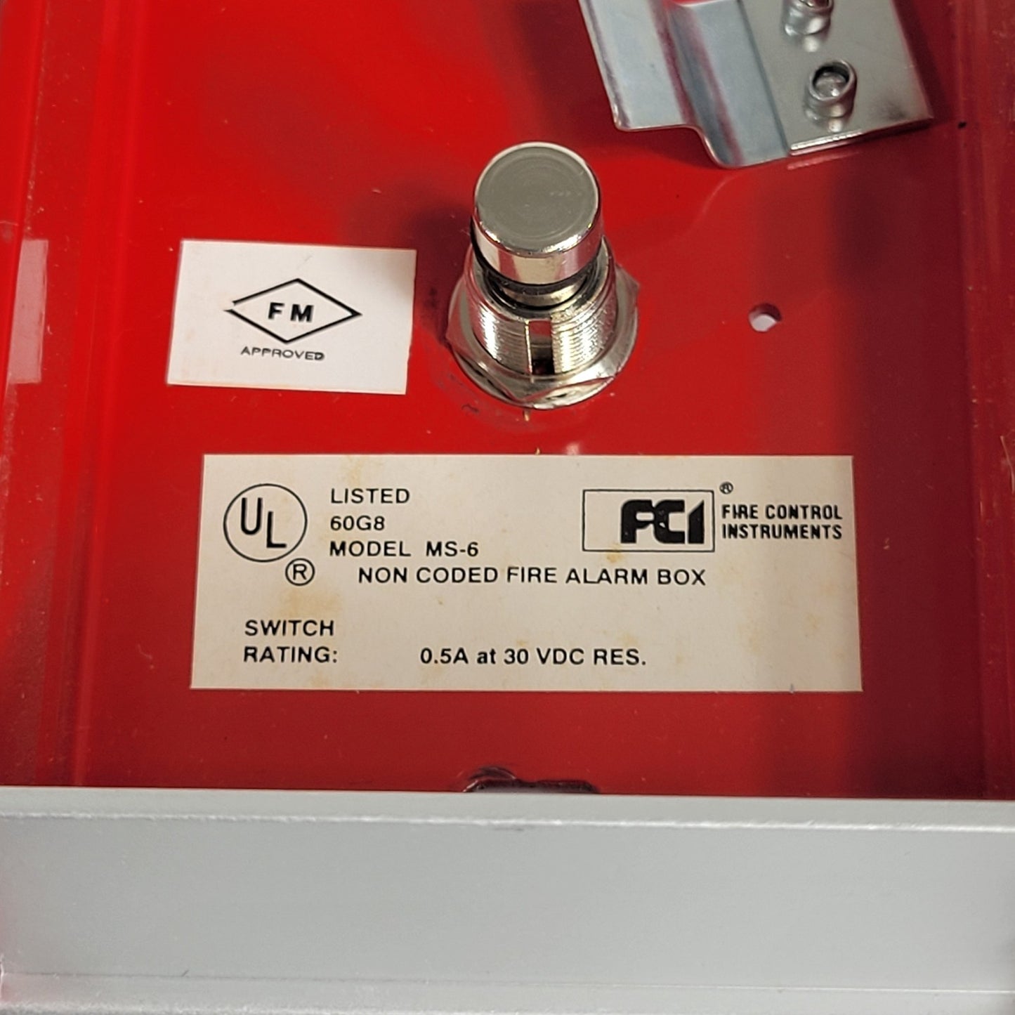 FCI MS-6 Fire Alarm Pull Station Box Non Coded Fire Alarm Box With Key Red