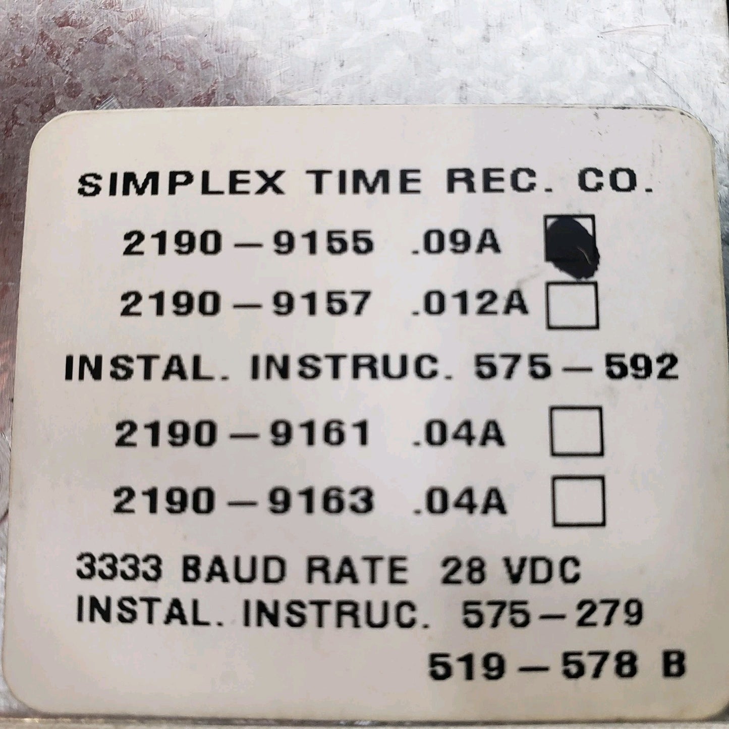 Simplex 2190-9155 Zone Addressable Monitor Module ZAM P/N 0617606 Fire Alert