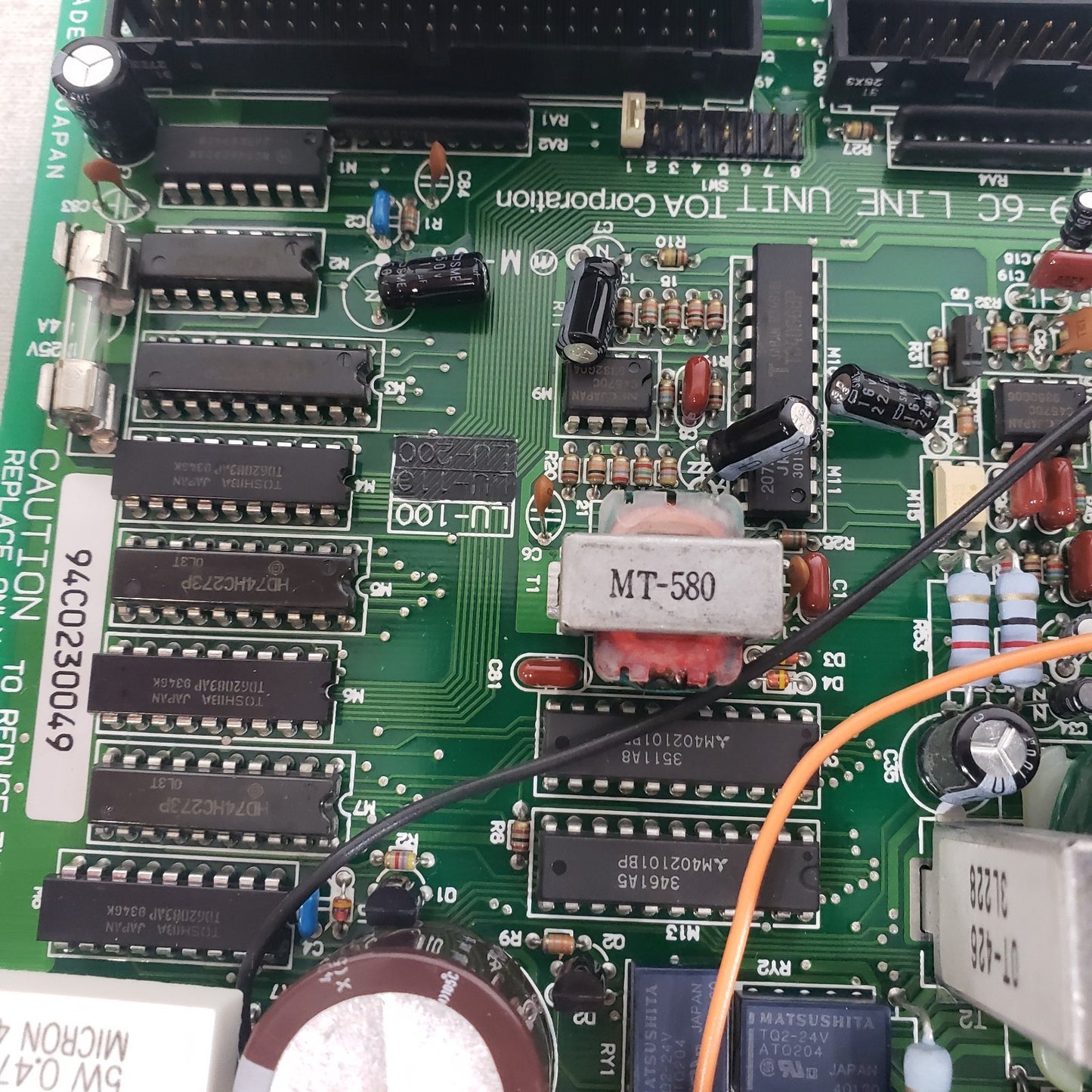 TOA LU-100 94C0230049 Line Unit Interface Board Incoming Outgoing Call Monitor