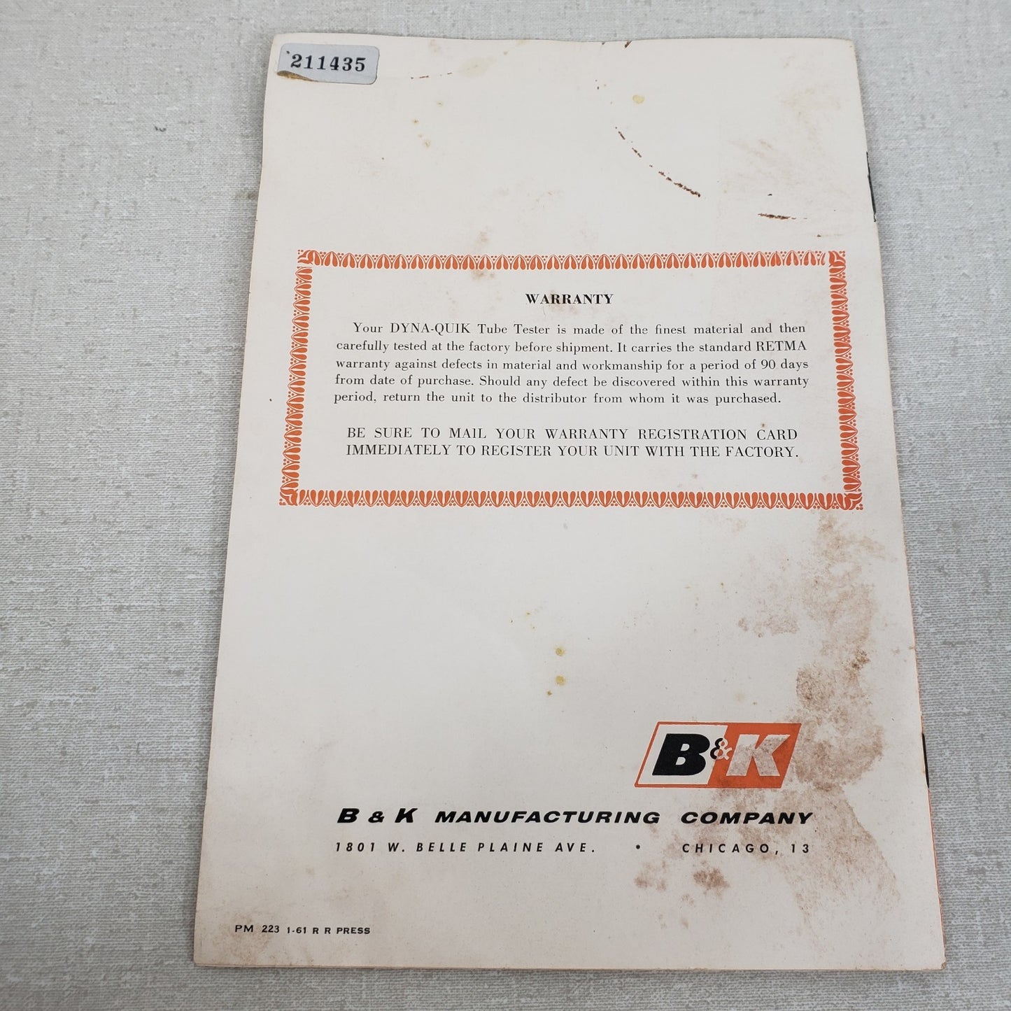 Dyna-Quik 600 Tube Tester Instruction Manual With Diagram Supplemental Materials