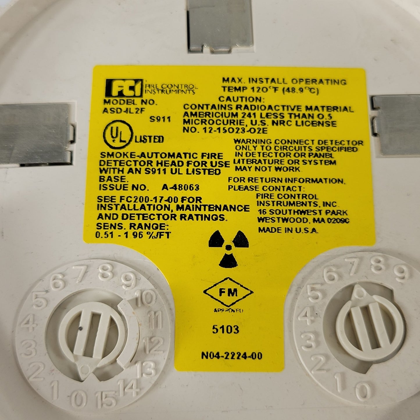 Gamewell-FCI ASD-IL2F Addressable Ionization Smoke Detector Fire Control