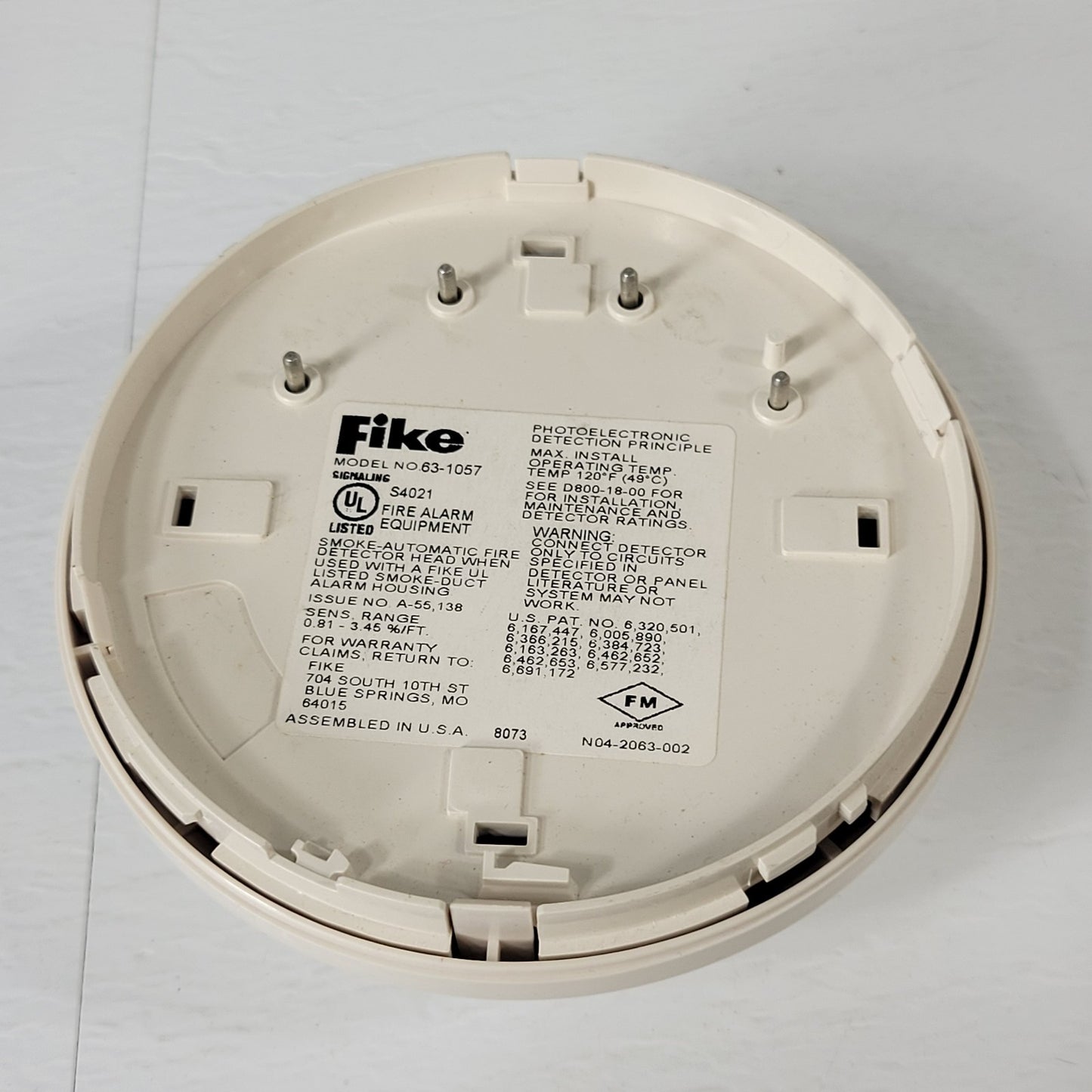 Fike 63-1057 Fire Duct Sensor Head Intelligent Photoelectric Smoke Detector