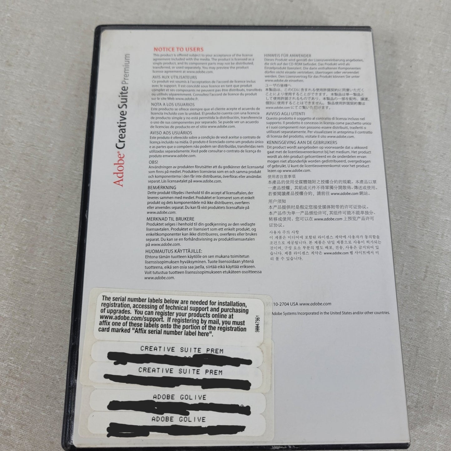 Adobe Creative Suite Premium Adobe GoLIVE Installer Cds Resouces And Extras Cds
