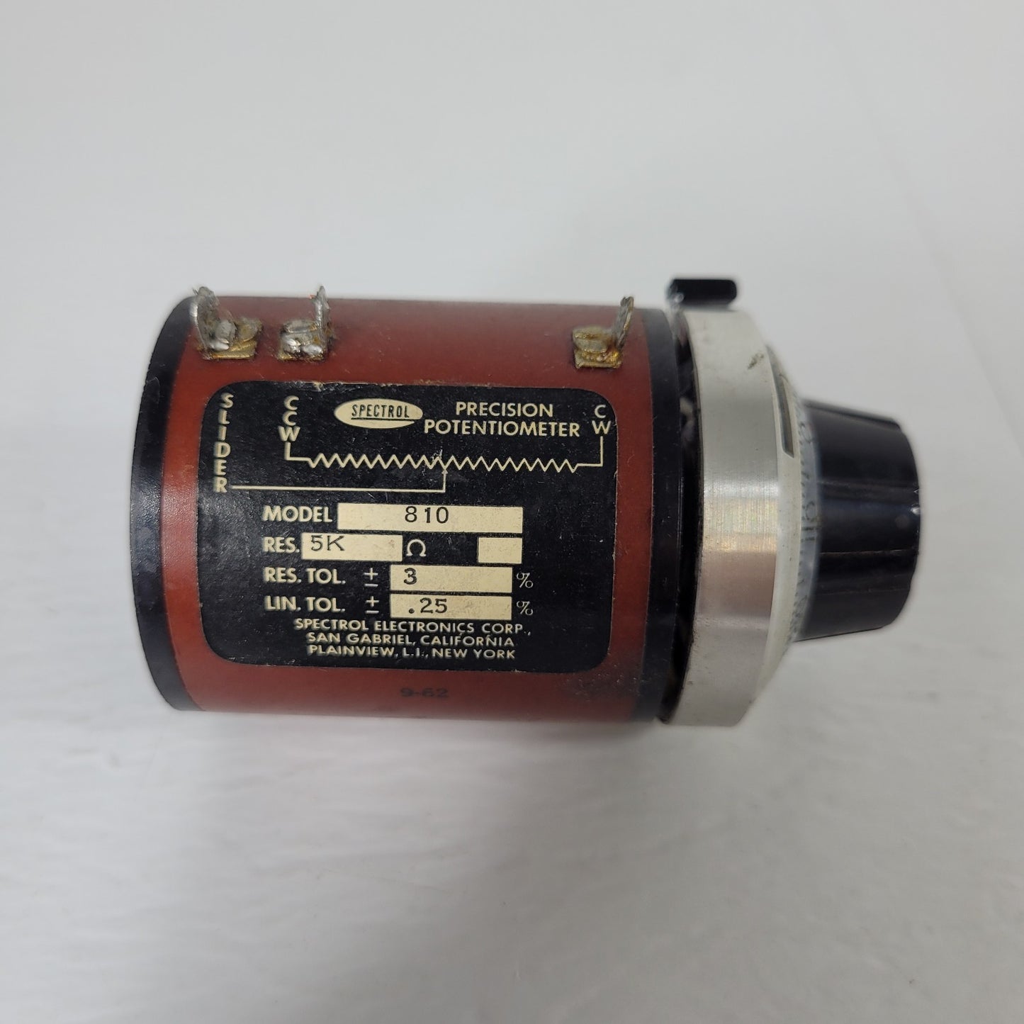 Spectrol Precision Potentiometer 810 5Kohm 3% Linear B Taper with Knob 10 Turns