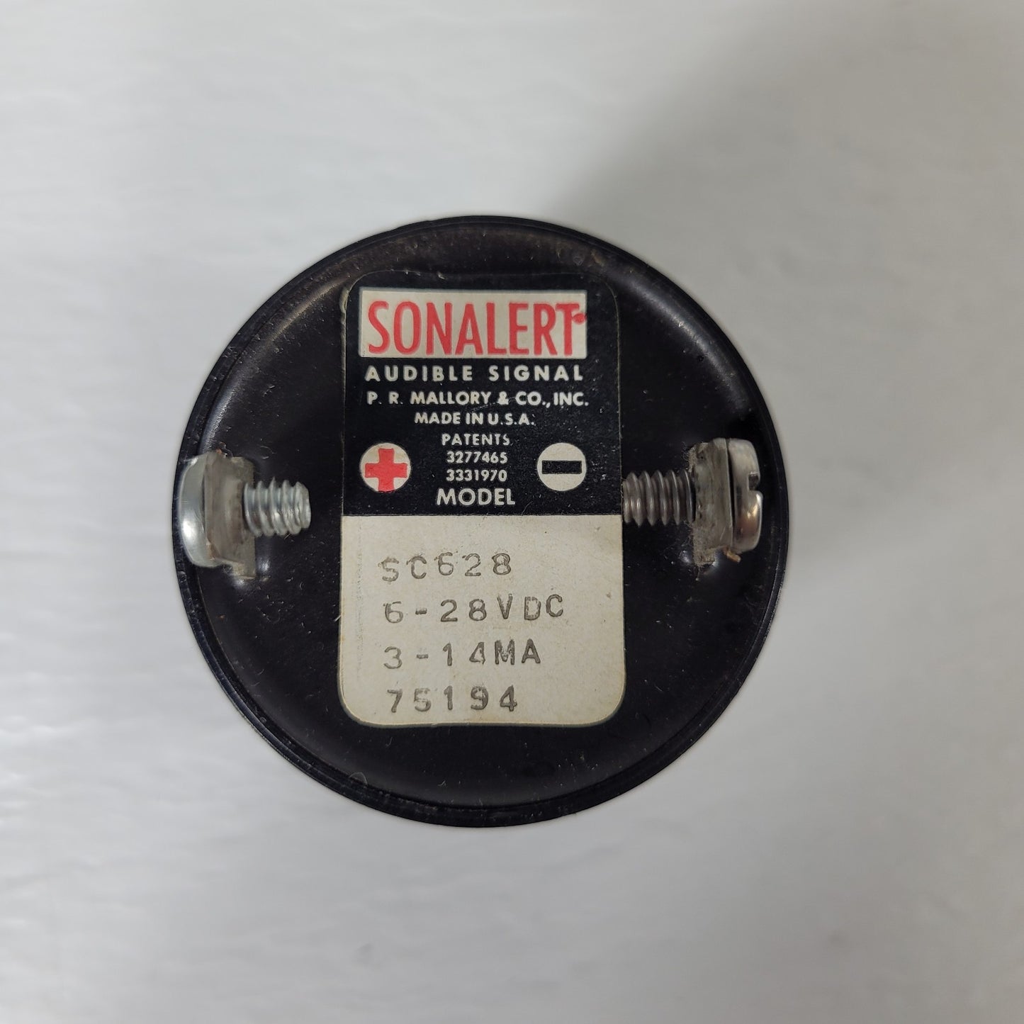 P. R. Mallory Co Sonalert SC628 Piezo Buzzer 6-28VDC 2900HZ 95dBA 3-14mA 75194