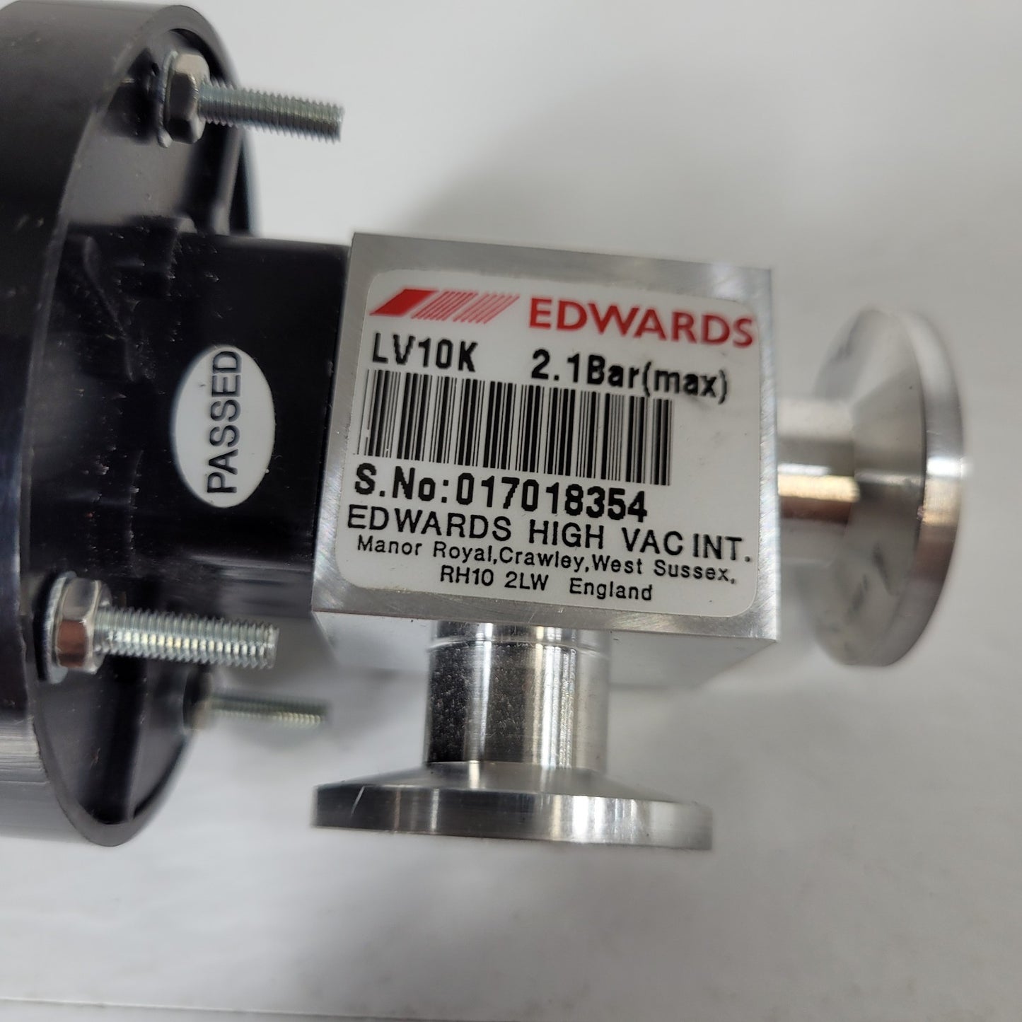Edwards Manual Leak Valve Right Angle LV10K 2.1Bar KF16 NW16 Fitting