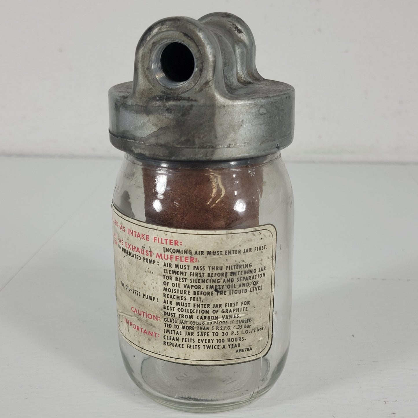 Gast AB599L Intake Filter and Exhaust Muffler AB678A Gast AC-393 filters 1/4 NPT