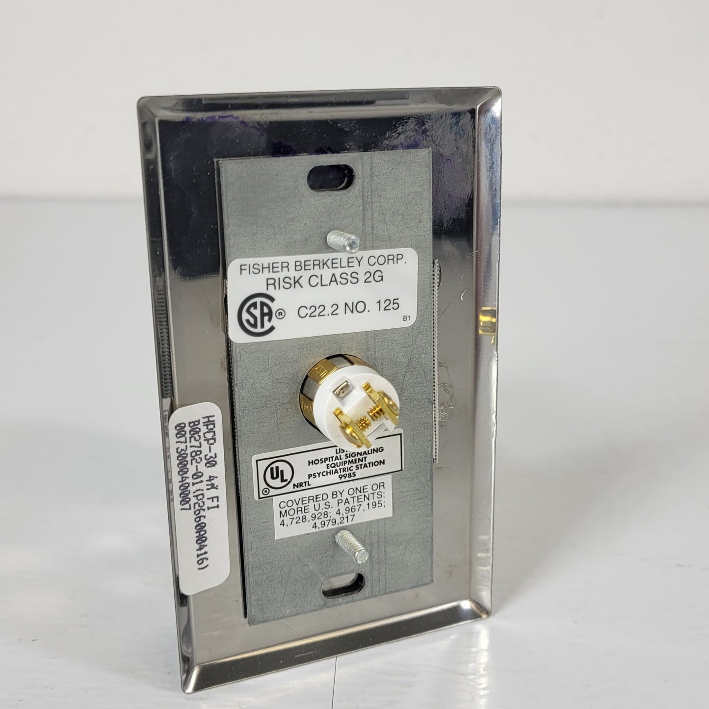 Fisher Berkley Ektacom HPCP-30 Single Push Button Stainless Steel Wall Plate